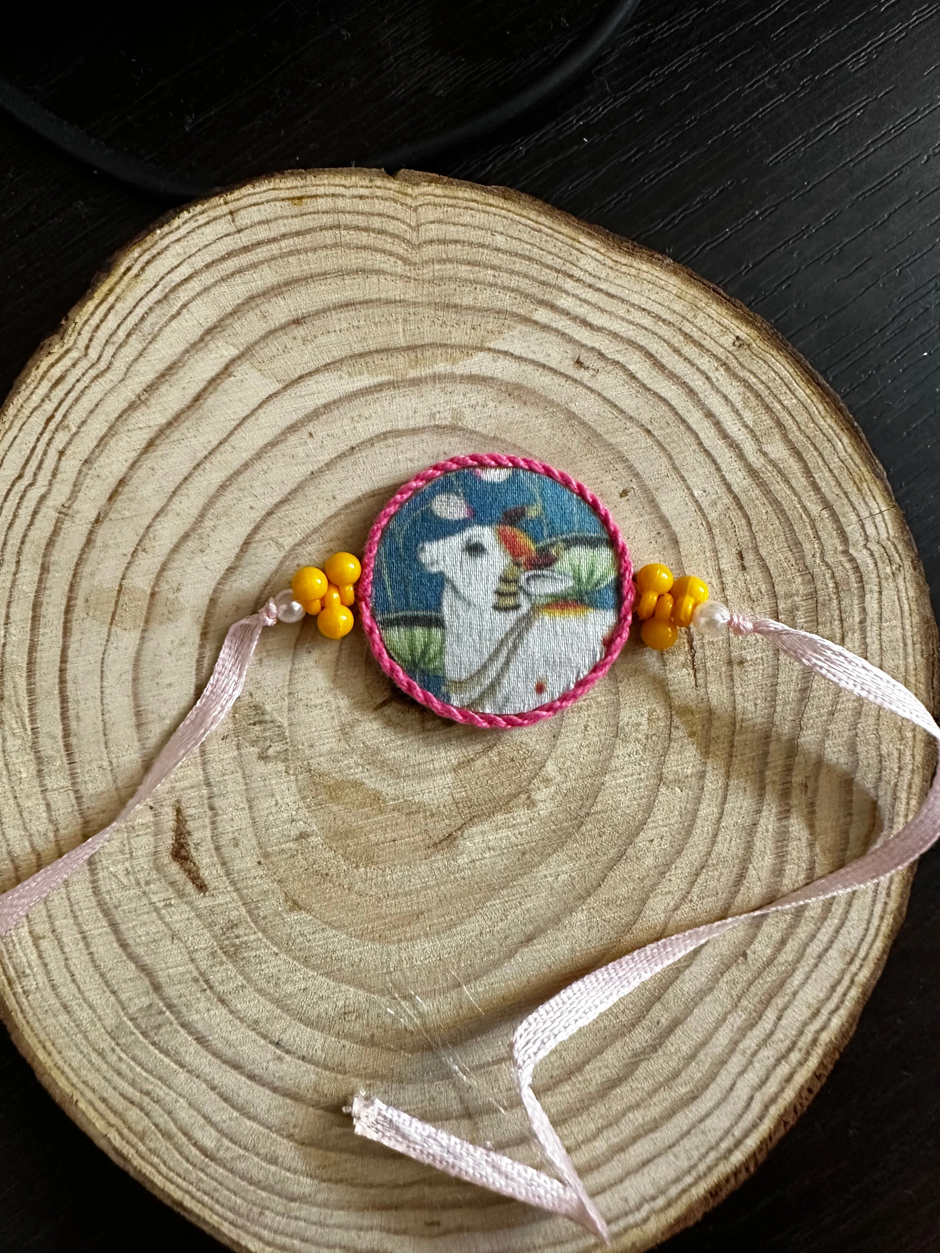 Pichwai Pink Cow Rakhi - Image 2
