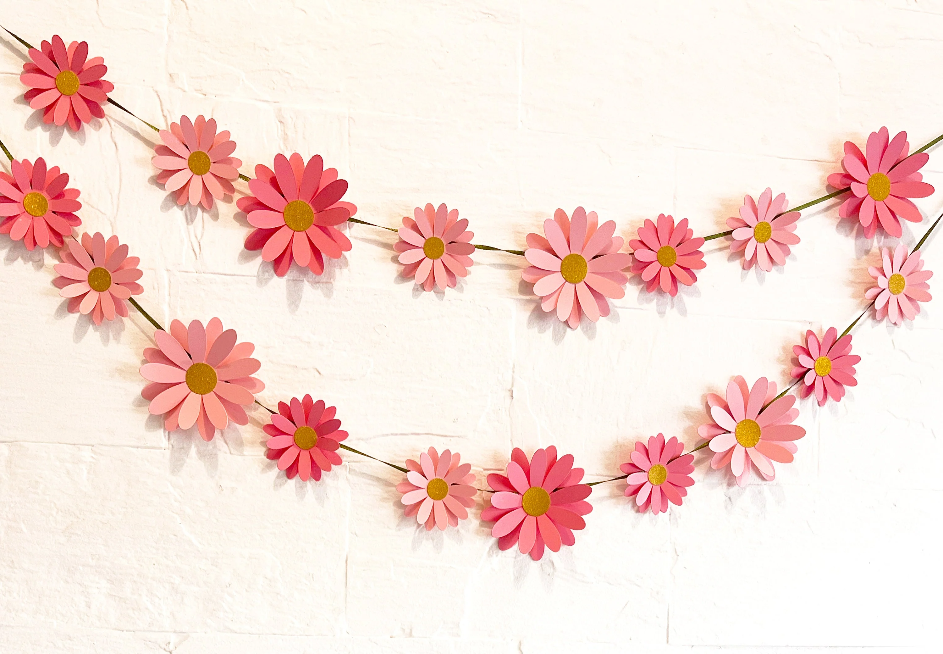 Pink Daisy Flower Paper Bunting & Wall Decor - Image 6