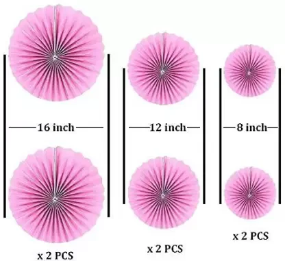 Pink Hanging Paper Fans Decoration (Pack of 6) - Image 3
