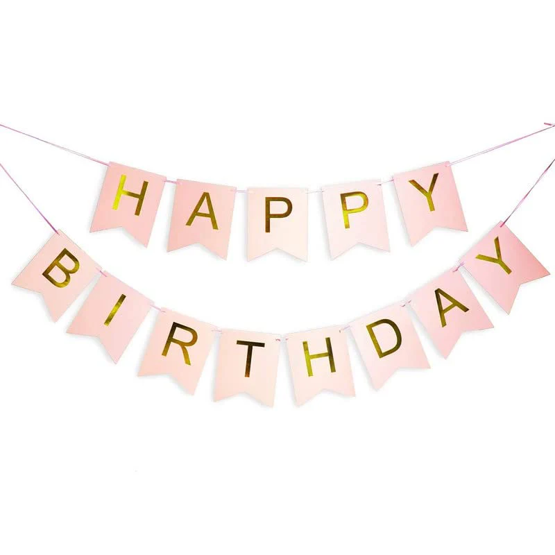 Pink Happy Birthday Banner And Purple Metallic Balloons (Pack of 50) - Image 2