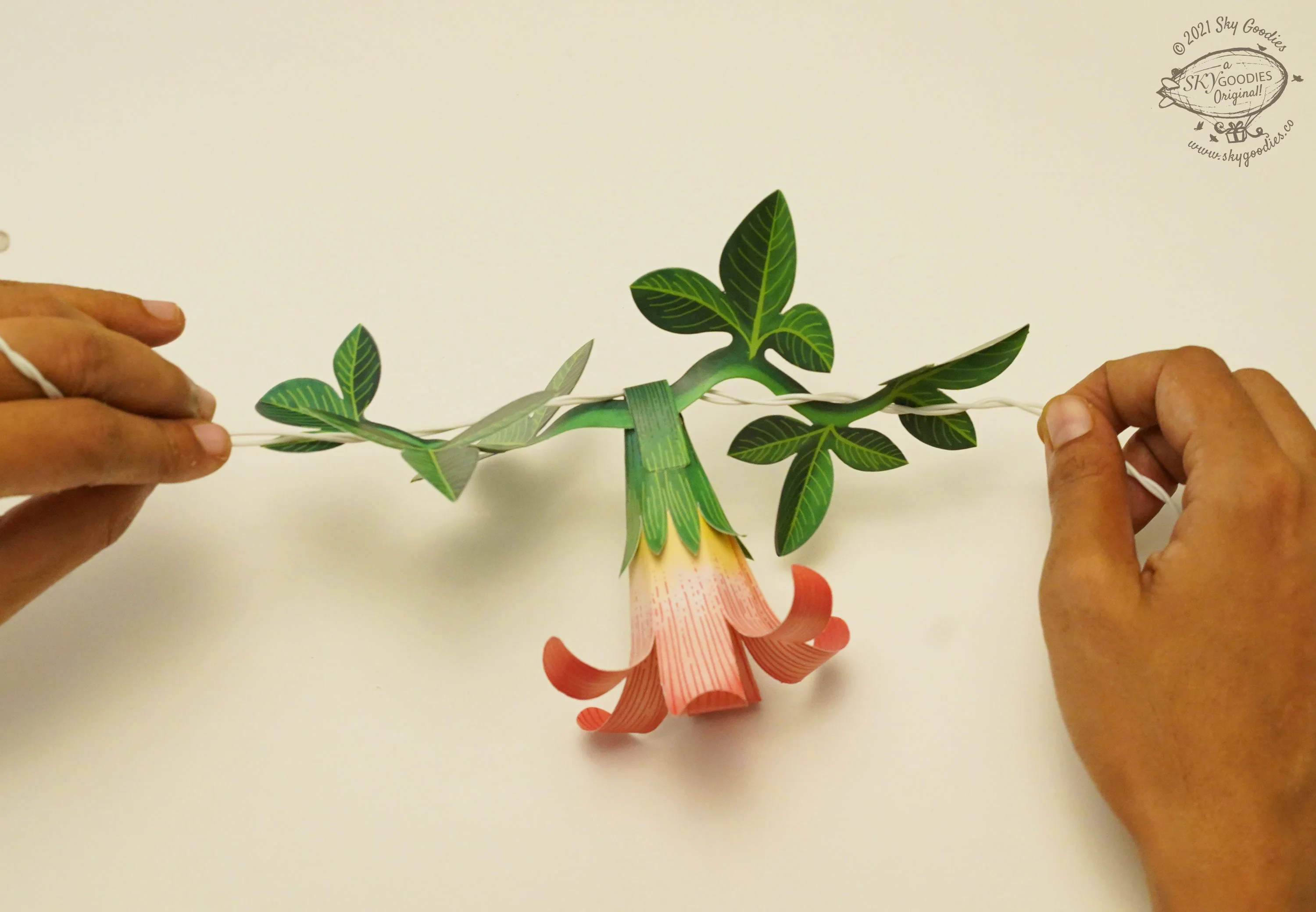 Pink Paper Flower Fairy Lights (12 flowers) - Image 10