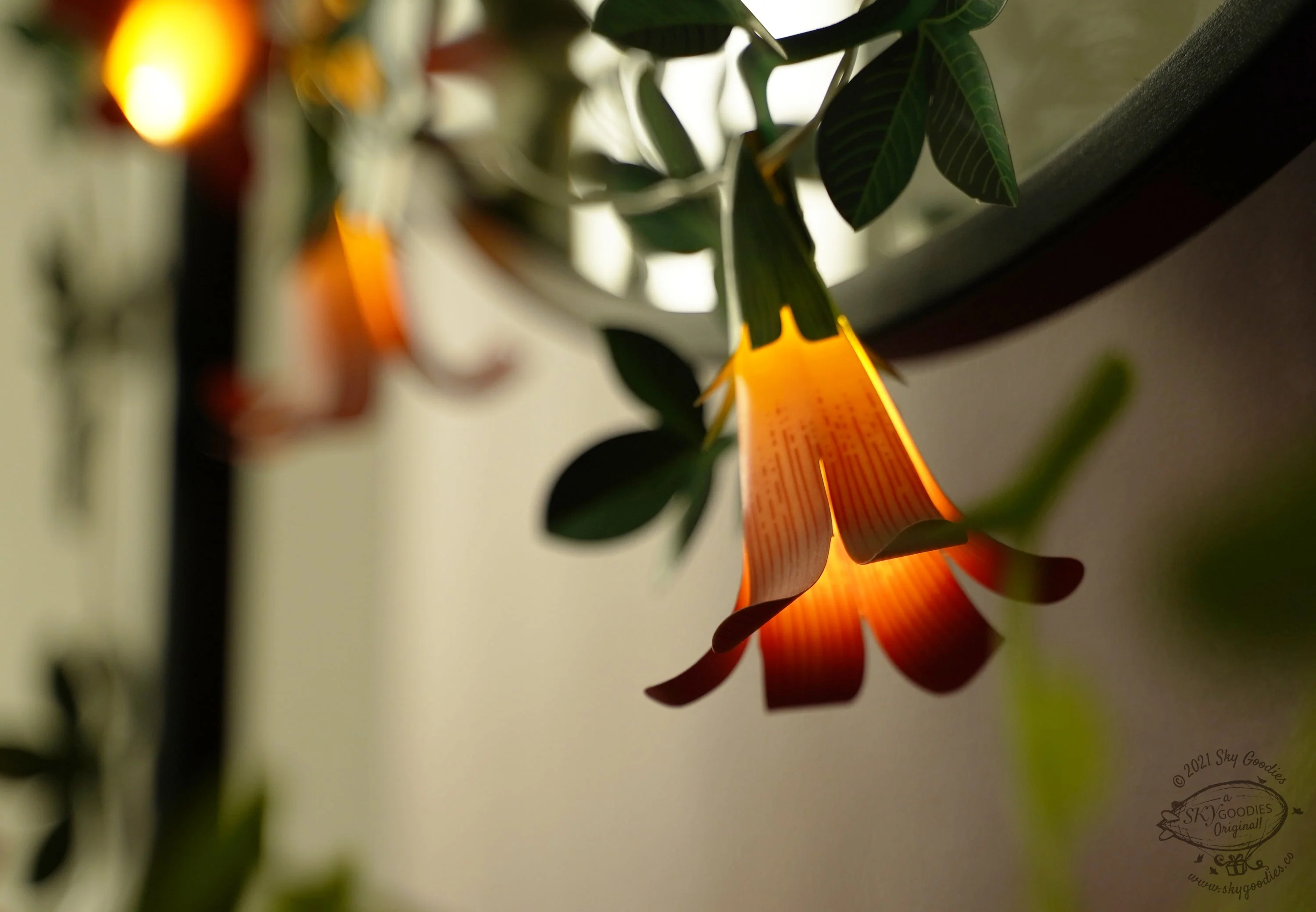 Pink Paper Flower Fairy Lights (12 flowers) - Image 12