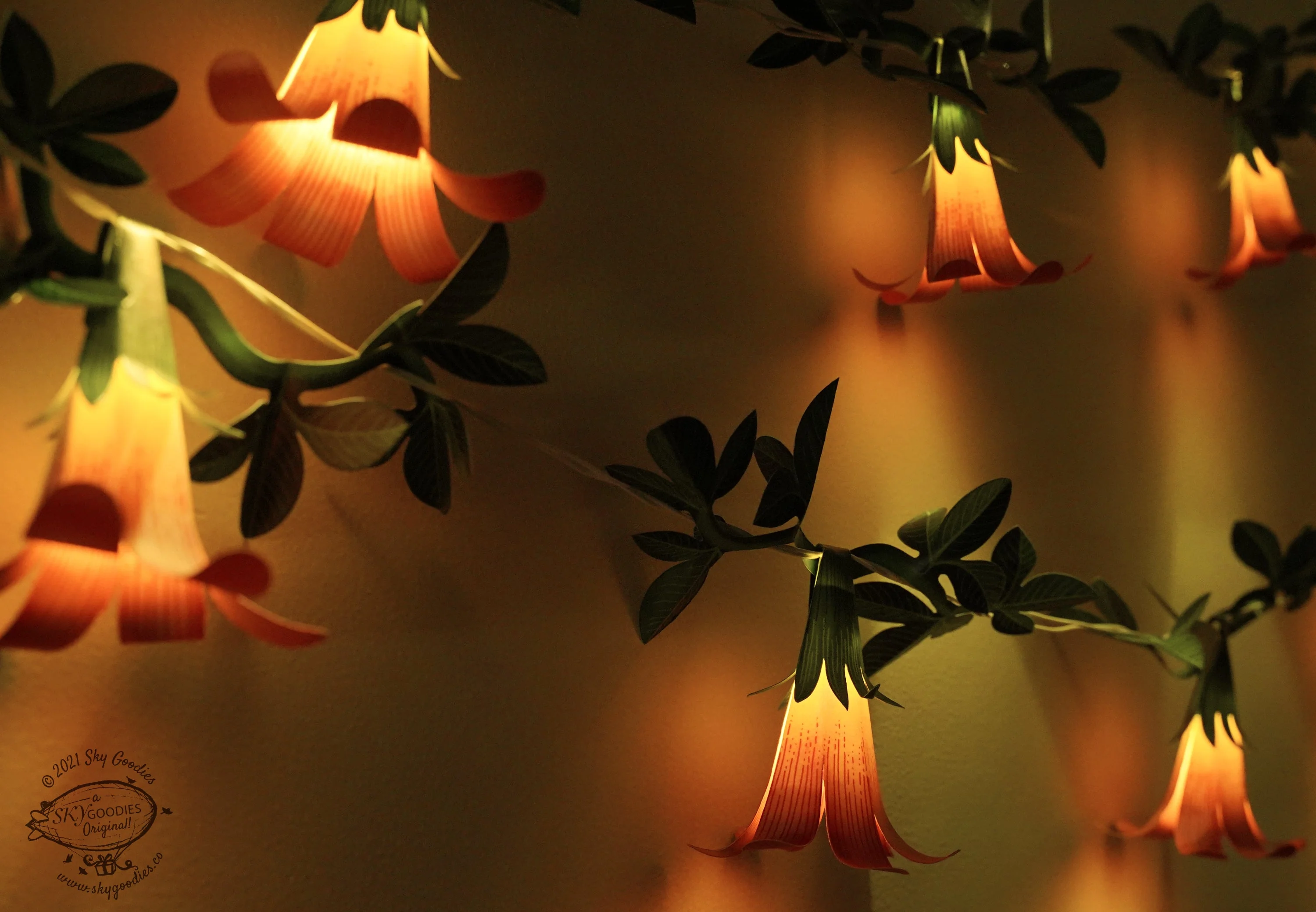 Pink Paper Flower Fairy Lights (12 flowers) - Image 13