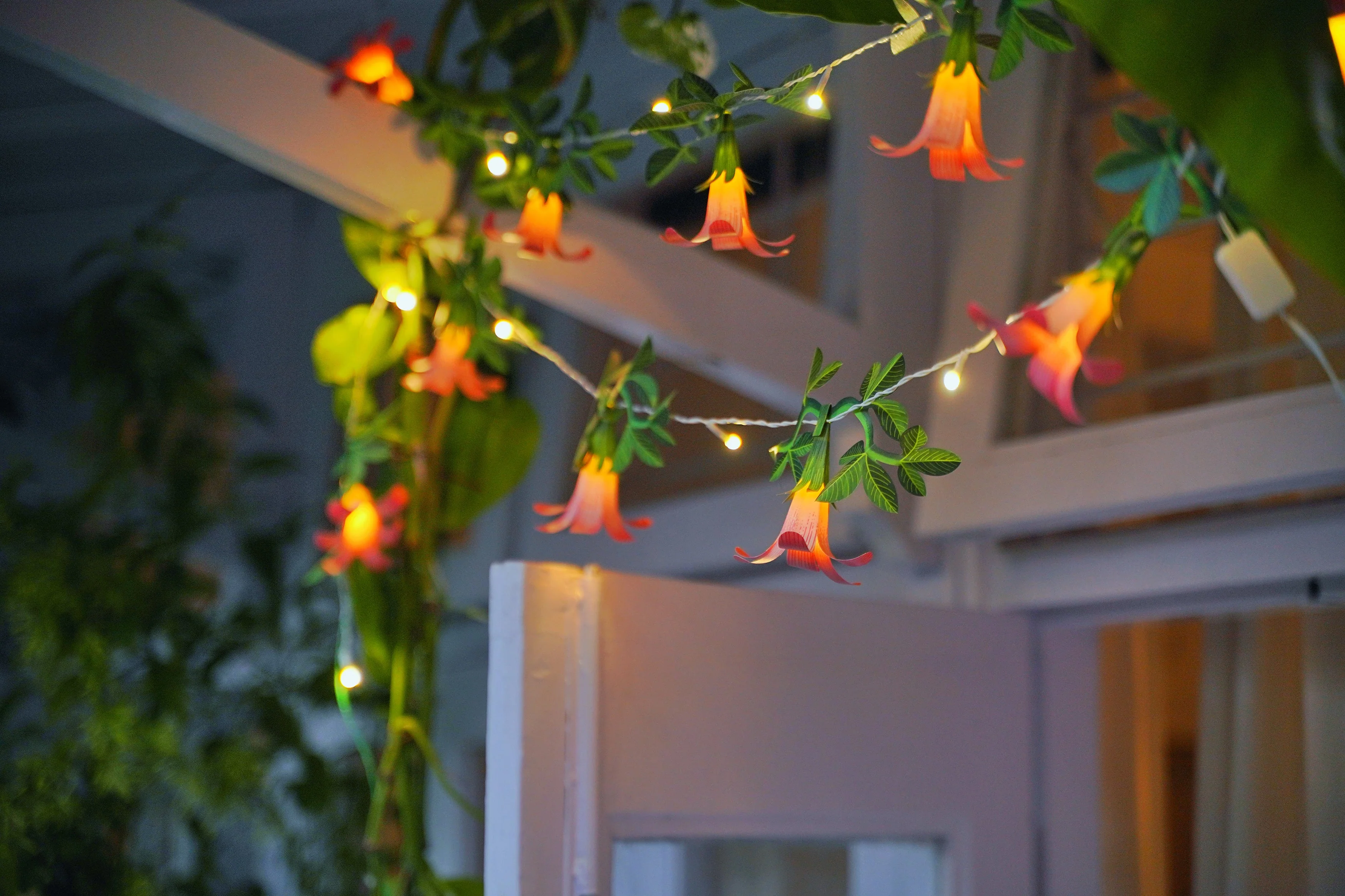 Pink Paper Flower Fairy Lights (12 flowers) - Image 18