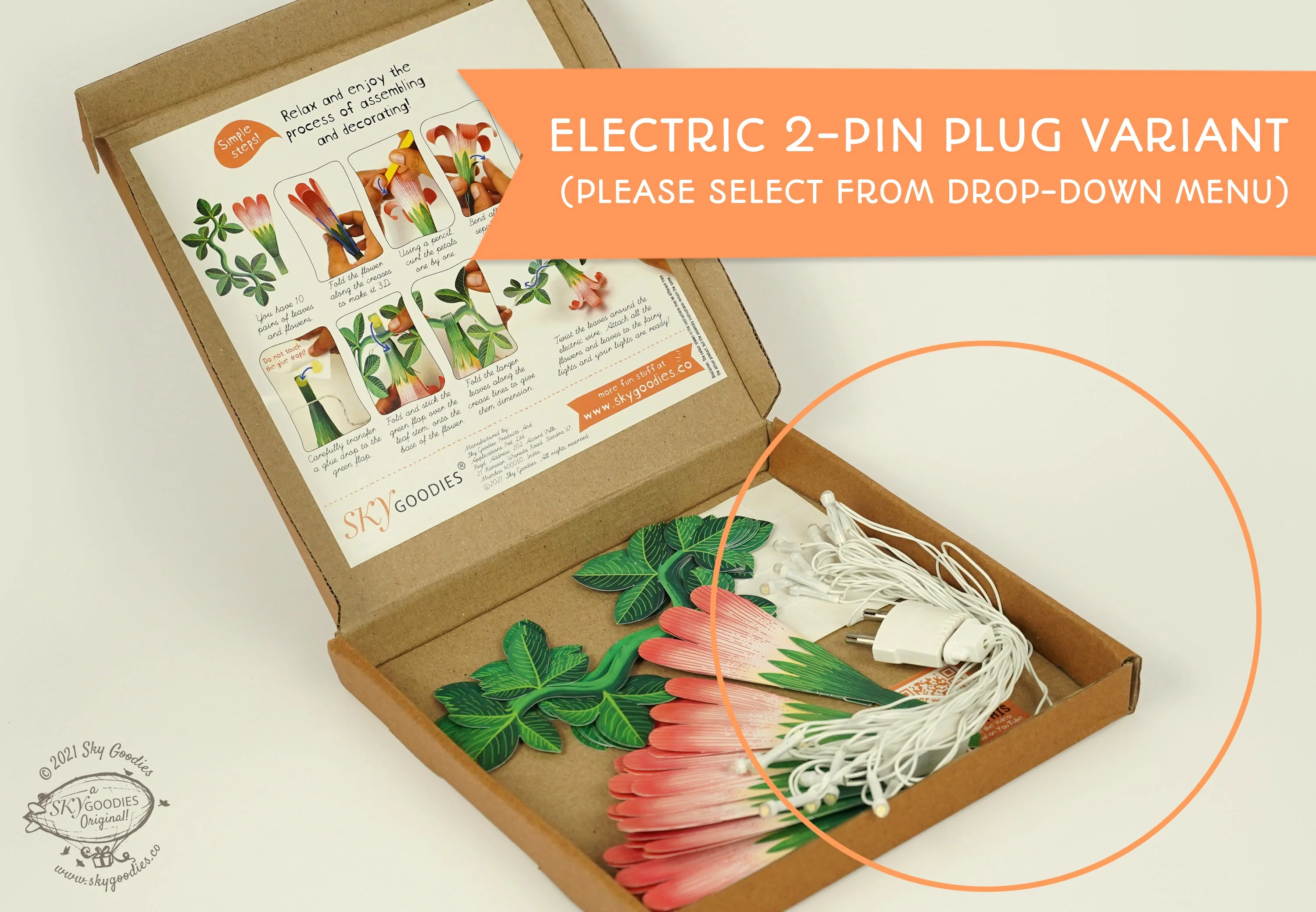 Pink Paper Flower Fairy Lights (12 flowers) - Image 3