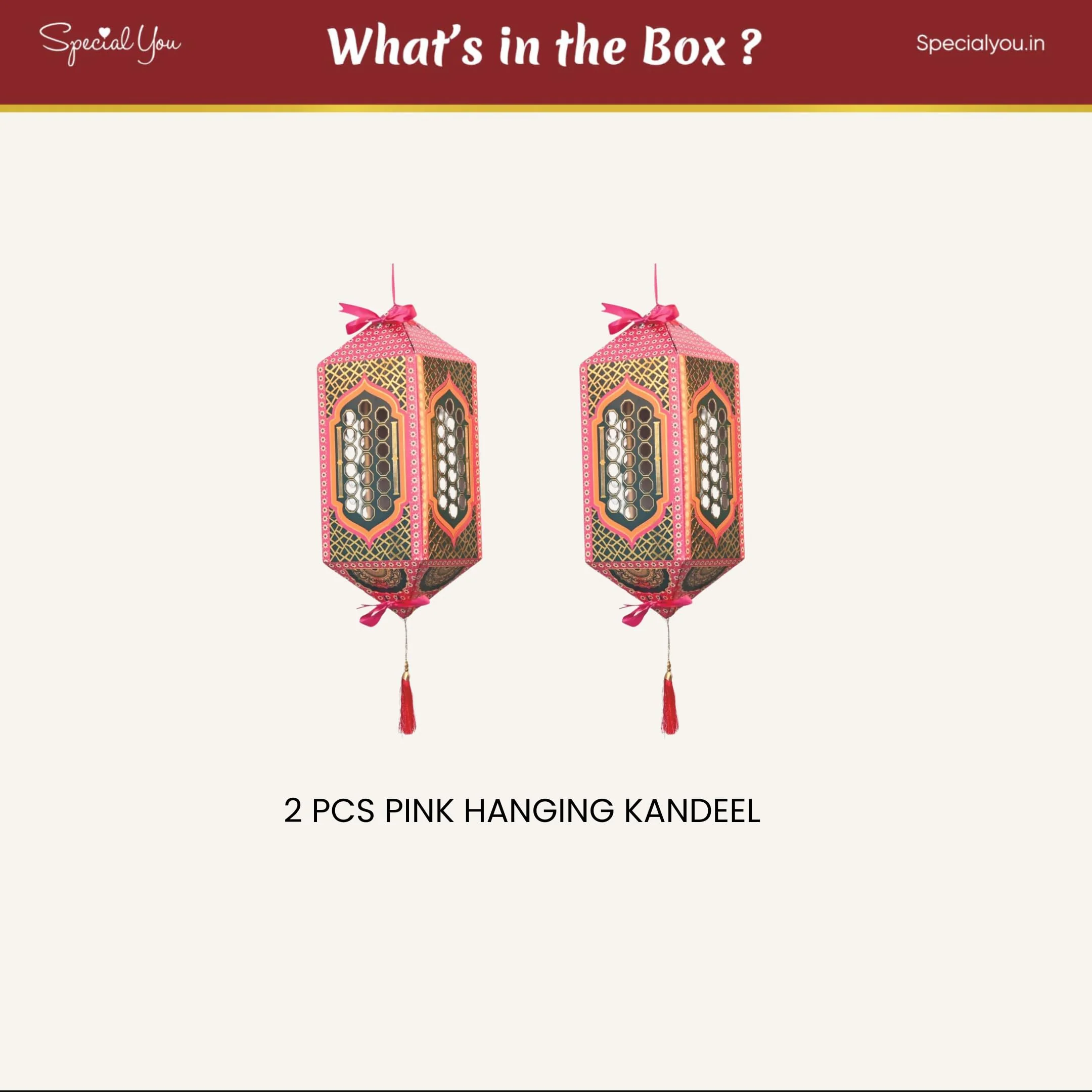 Pink Paper Kandeel for Diwali decor - Image 3