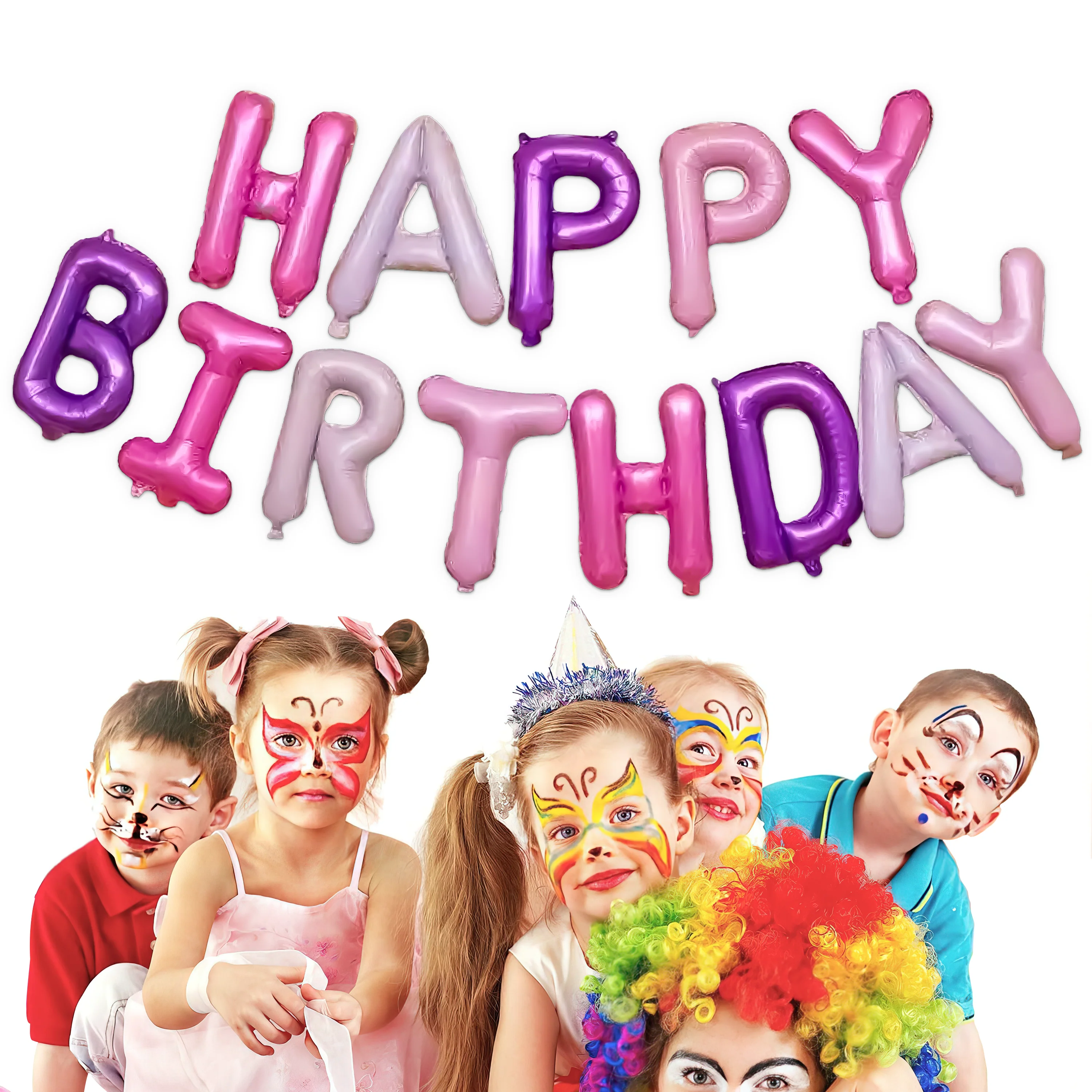 Pink Purple Foil Happy Birthday Banner - Image 3