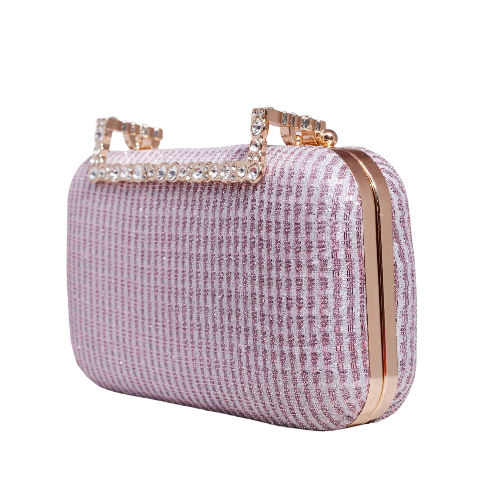 Pink Shimmery Fabric Clutch - Image 3