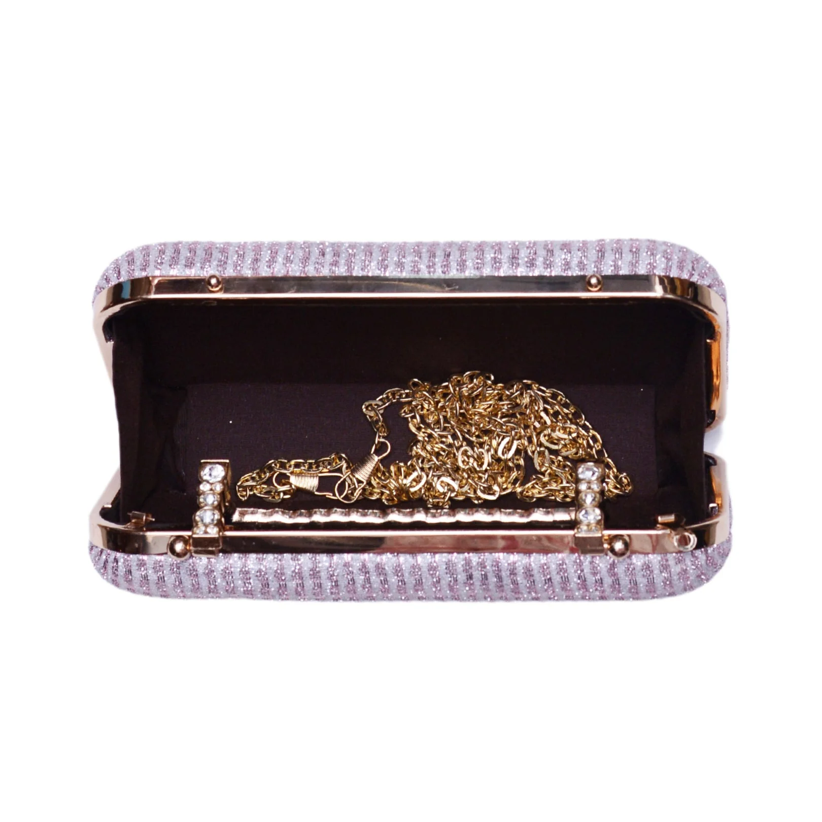 Pink Shimmery Fabric Clutch - Image 4