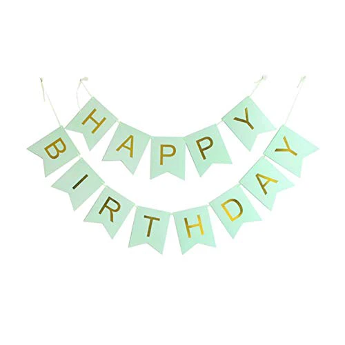Pista Green Happy Birthday Banner And Black Metallic Balloons (Pack of 30) - Image 2