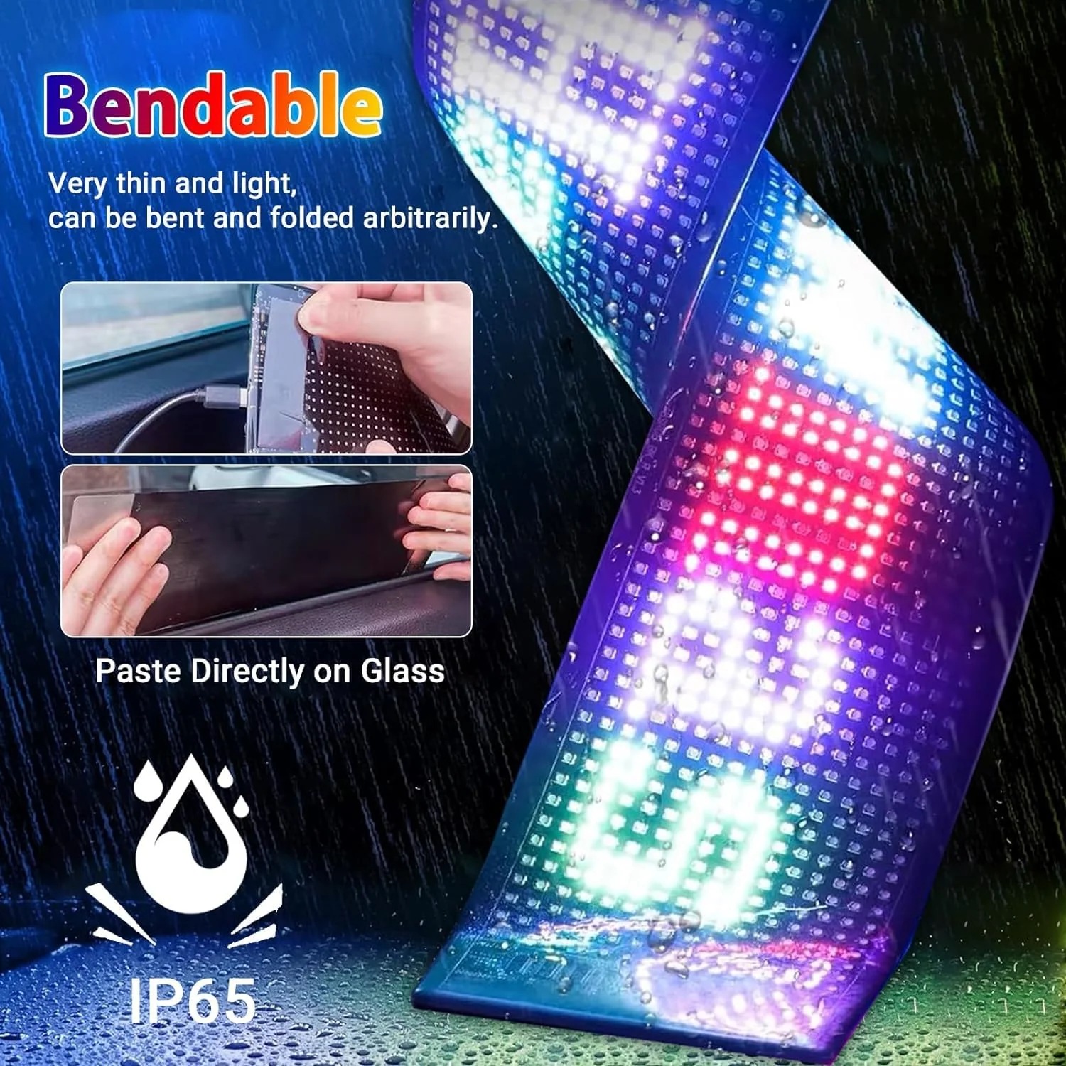 Pixy: RGB LED Matrix Display Panel with App & Remote Control, Flexible Pixel Sign Board for Cars, Rooms, Offices & Custom Scrolling Messages (7" × 3") - Image 4