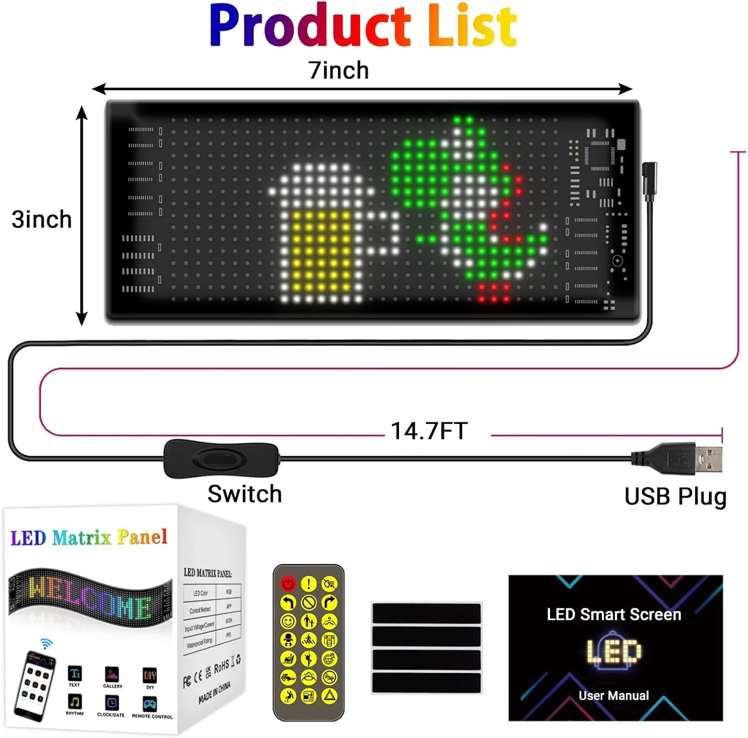 Pixy: RGB LED Matrix Display Panel with App & Remote Control, Flexible Pixel Sign Board for Cars, Rooms, Offices & Custom Scrolling Messages (7" × 3") - Image 8