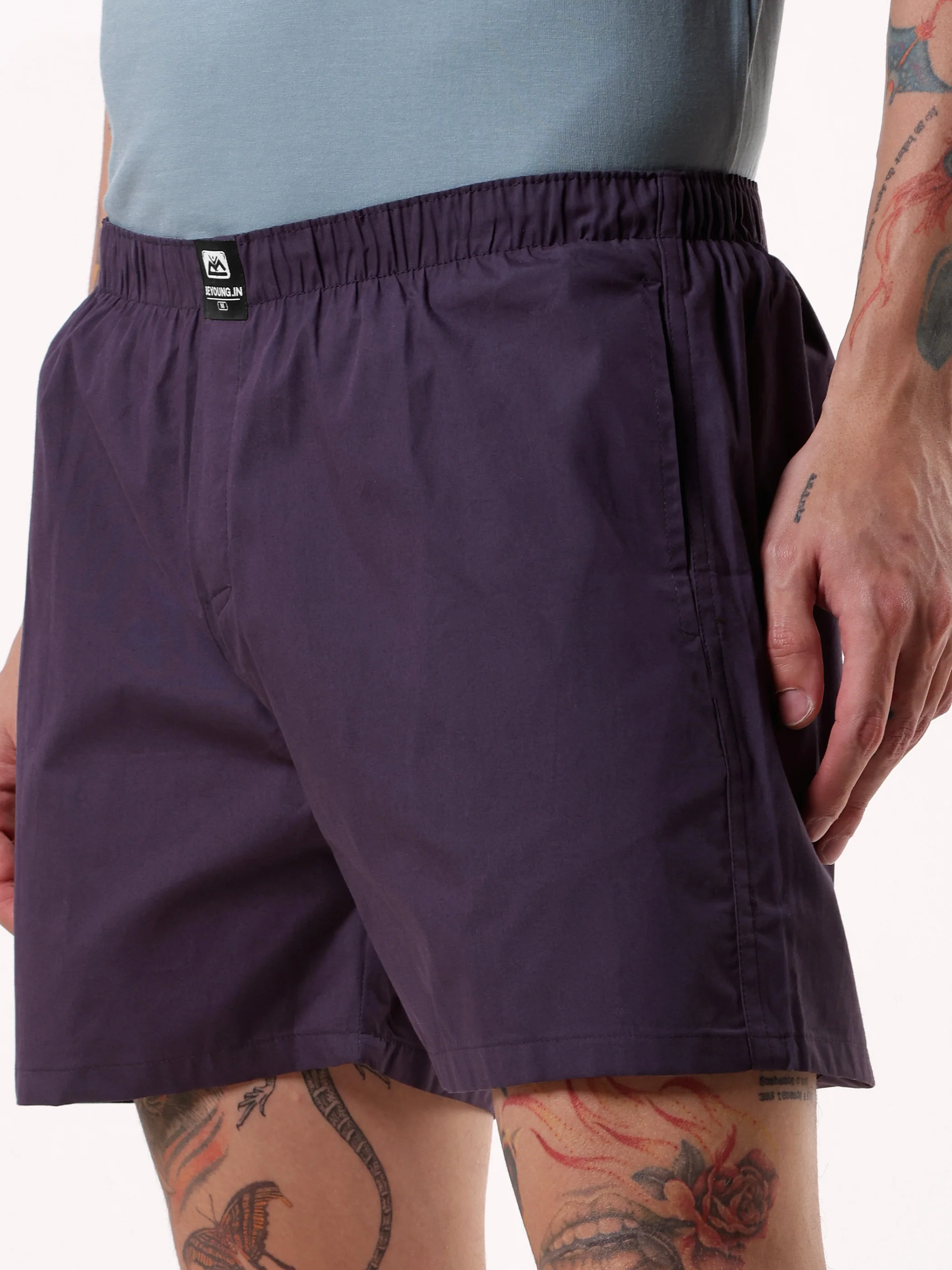 Plain Dark Violet Mens Boxer - Image 4