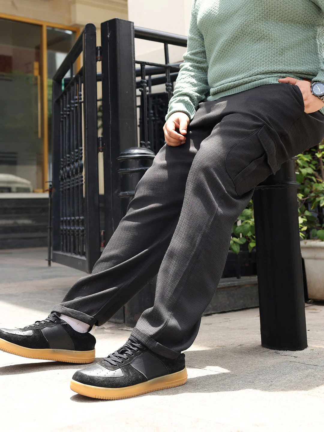Pleated-Dobby Cargo Trousers - Image 14