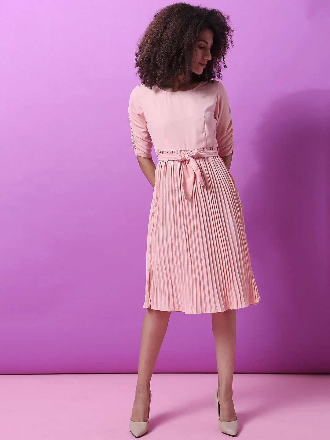 Pleated Midi Dress - Image 4