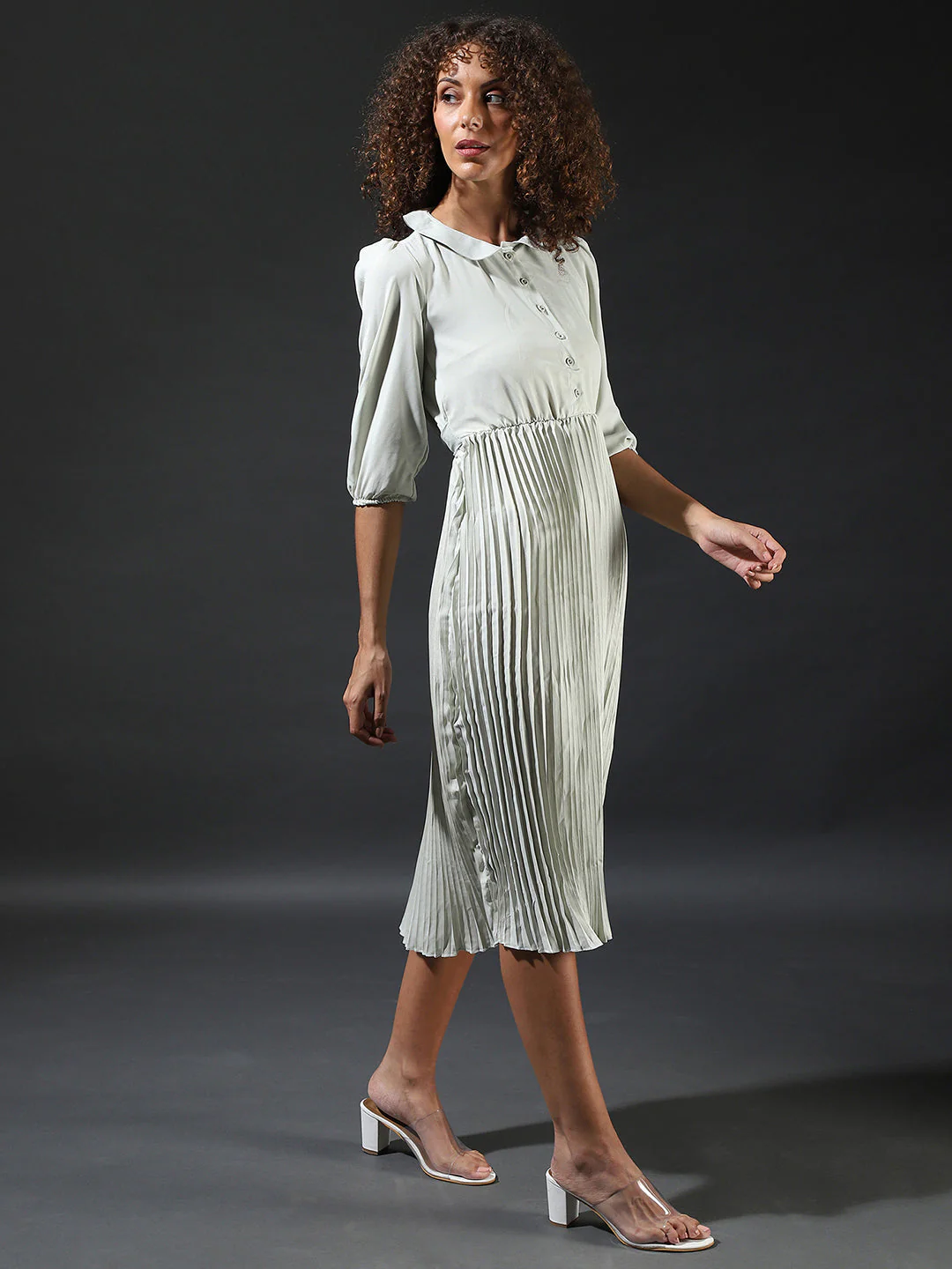 Pleated Tie-Up Dress - Image 4