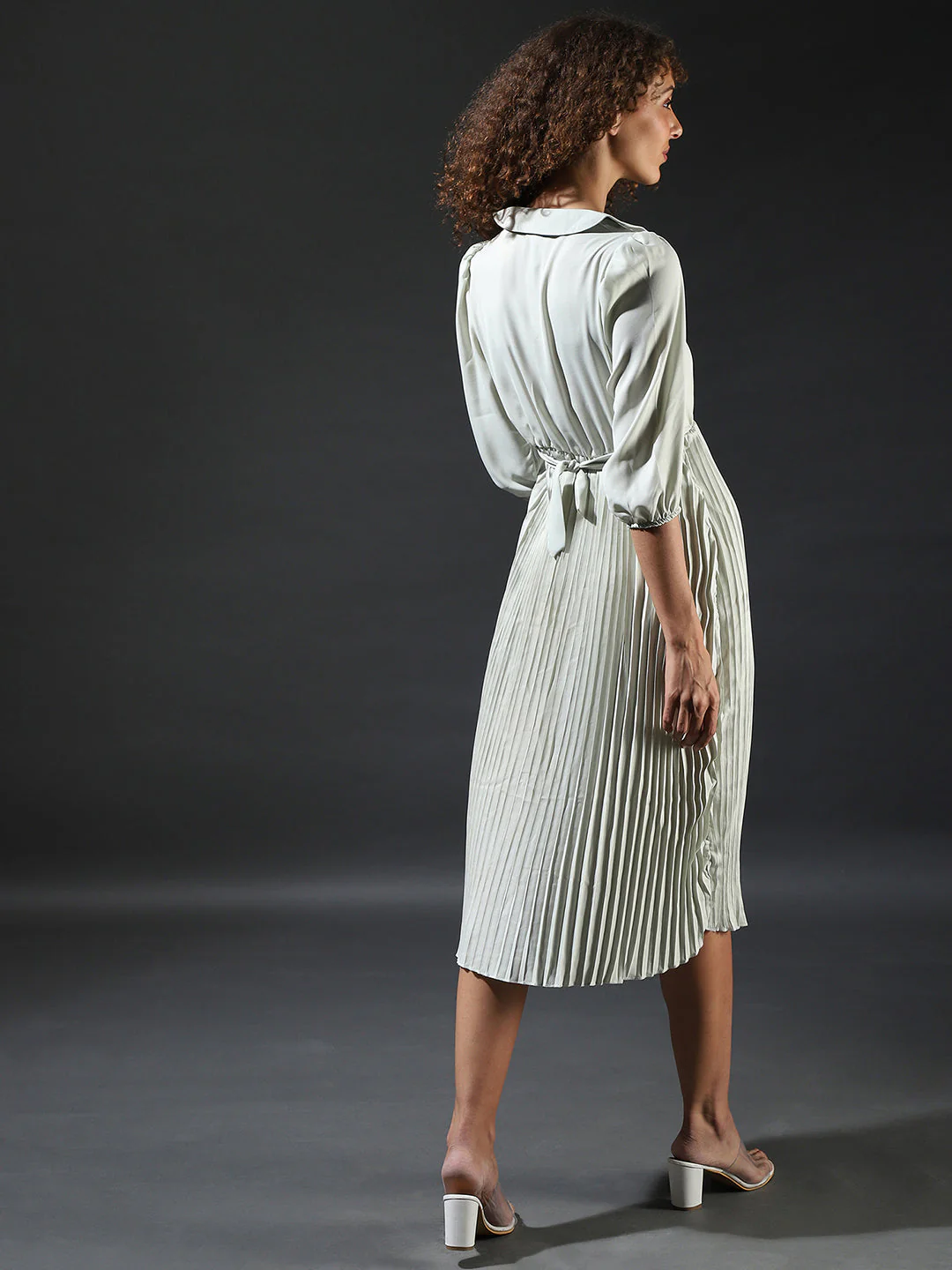 Pleated Tie-Up Dress - Image 5