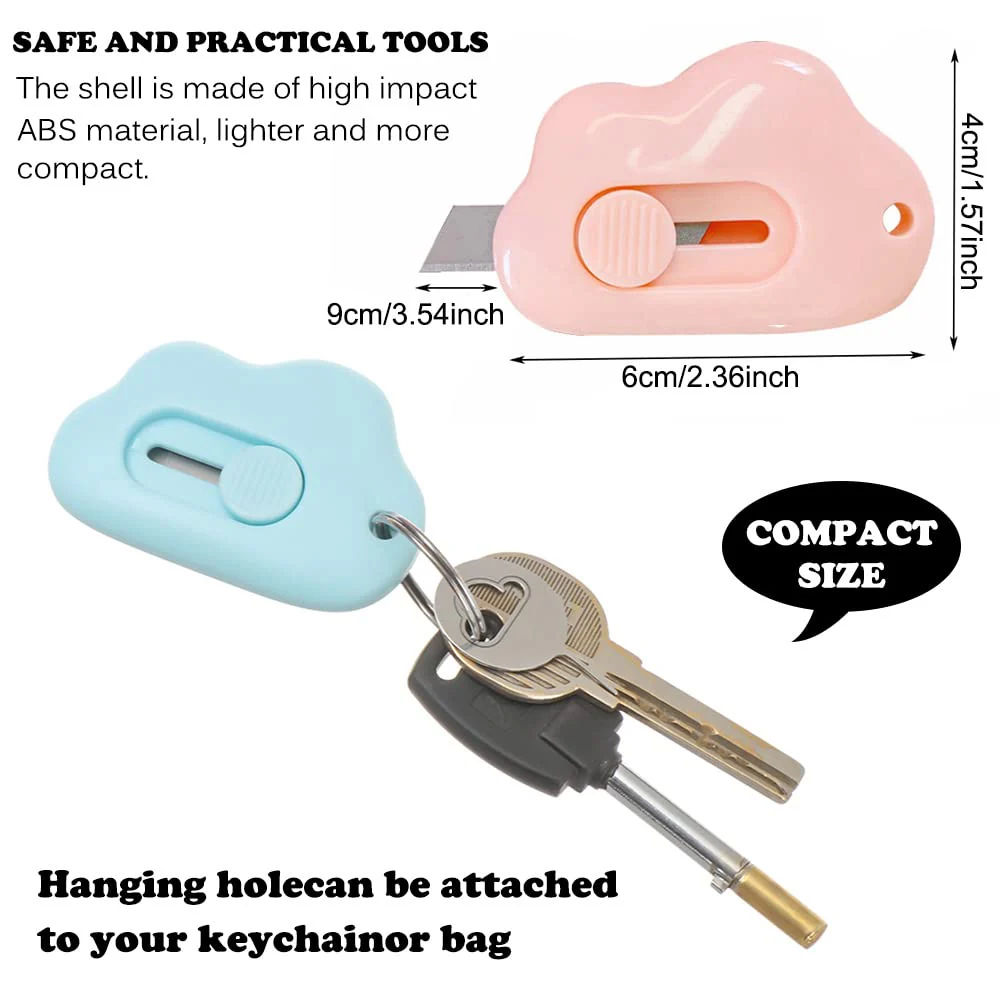 Pluffy: Mini Cloud Shape Box Cutter Knife Precision Blade for Unboxing, Art & Craft, Everyday Use with Keychain Hole (Pack of 2) - Image 2