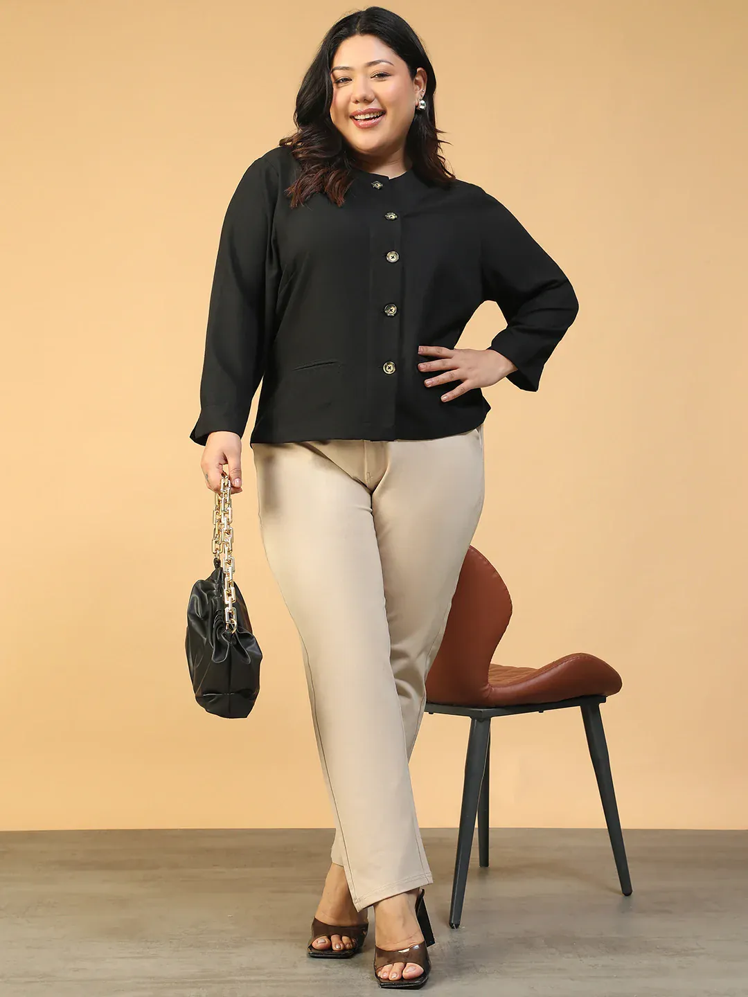 Plus Size Black Button-Down Women’s Top - Image 8