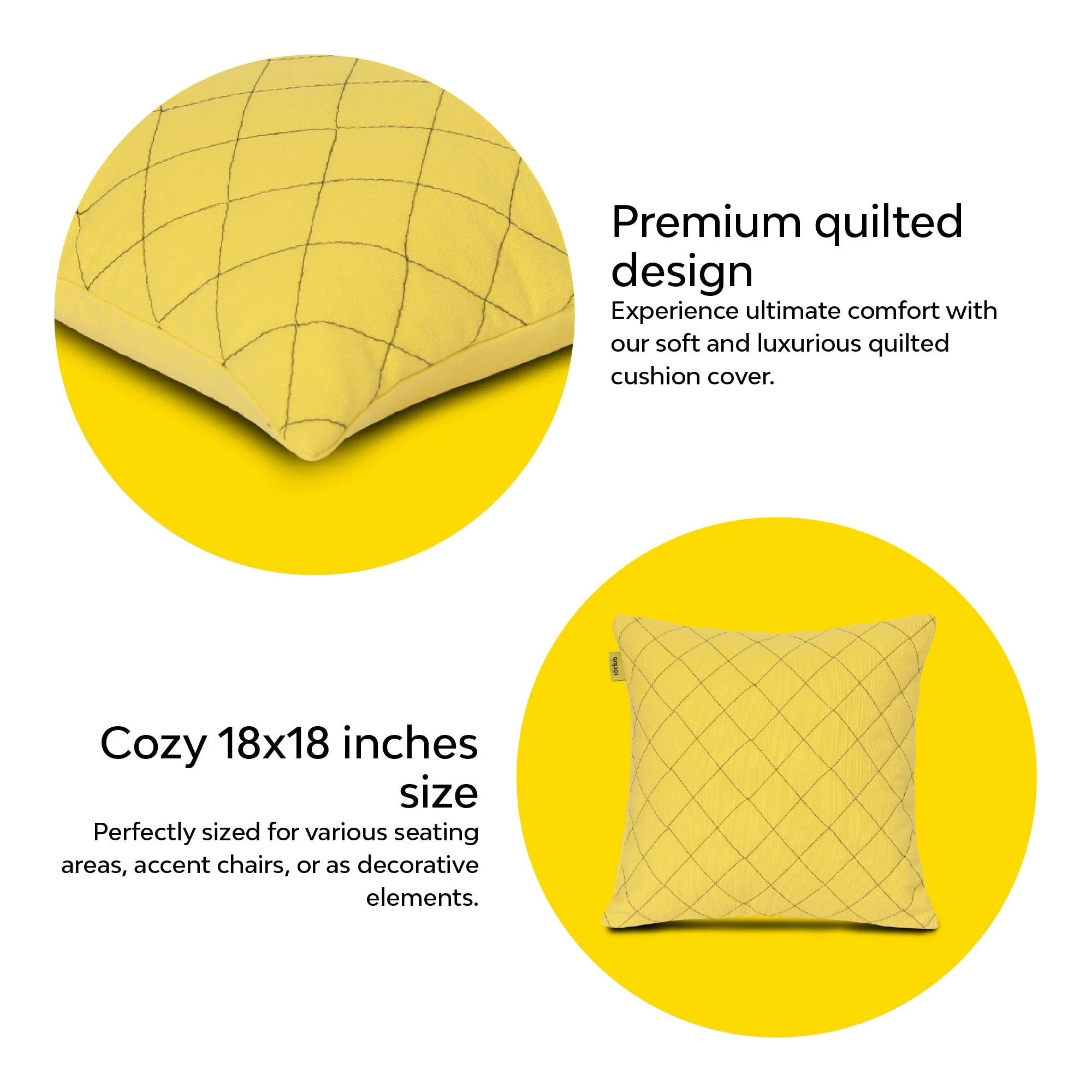 Plush Quilted Cushion Cover | Large | Set Of 2 | 18X18 Inches - Image 25
