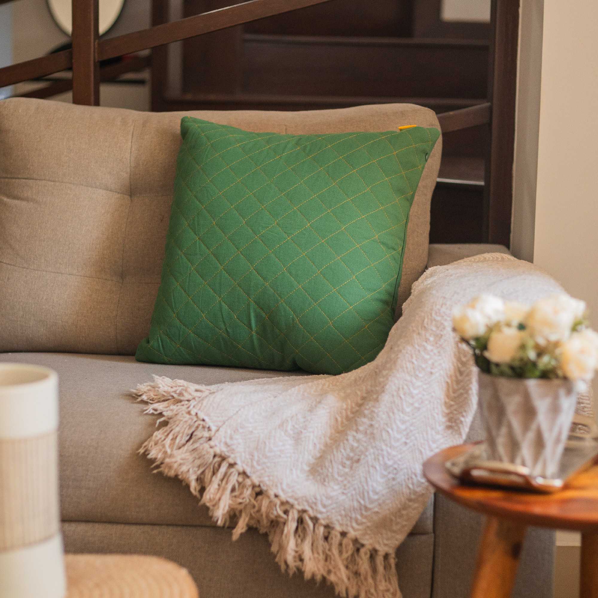 Plush Quilted Cushion Cover | Large | Set Of 2 | 18X18 Inches - Image 5