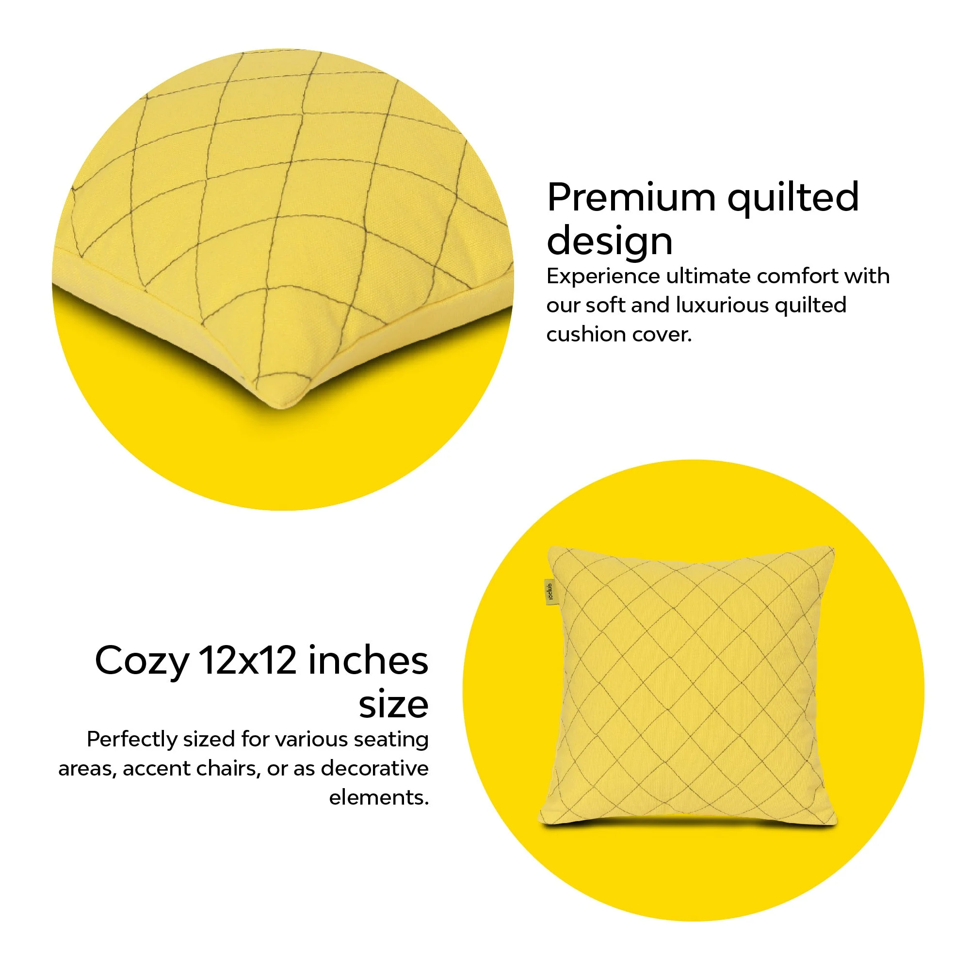 Plush Quilted Cushion Cover | Small | Set Of 2 | 12X12 Inches - Image 28