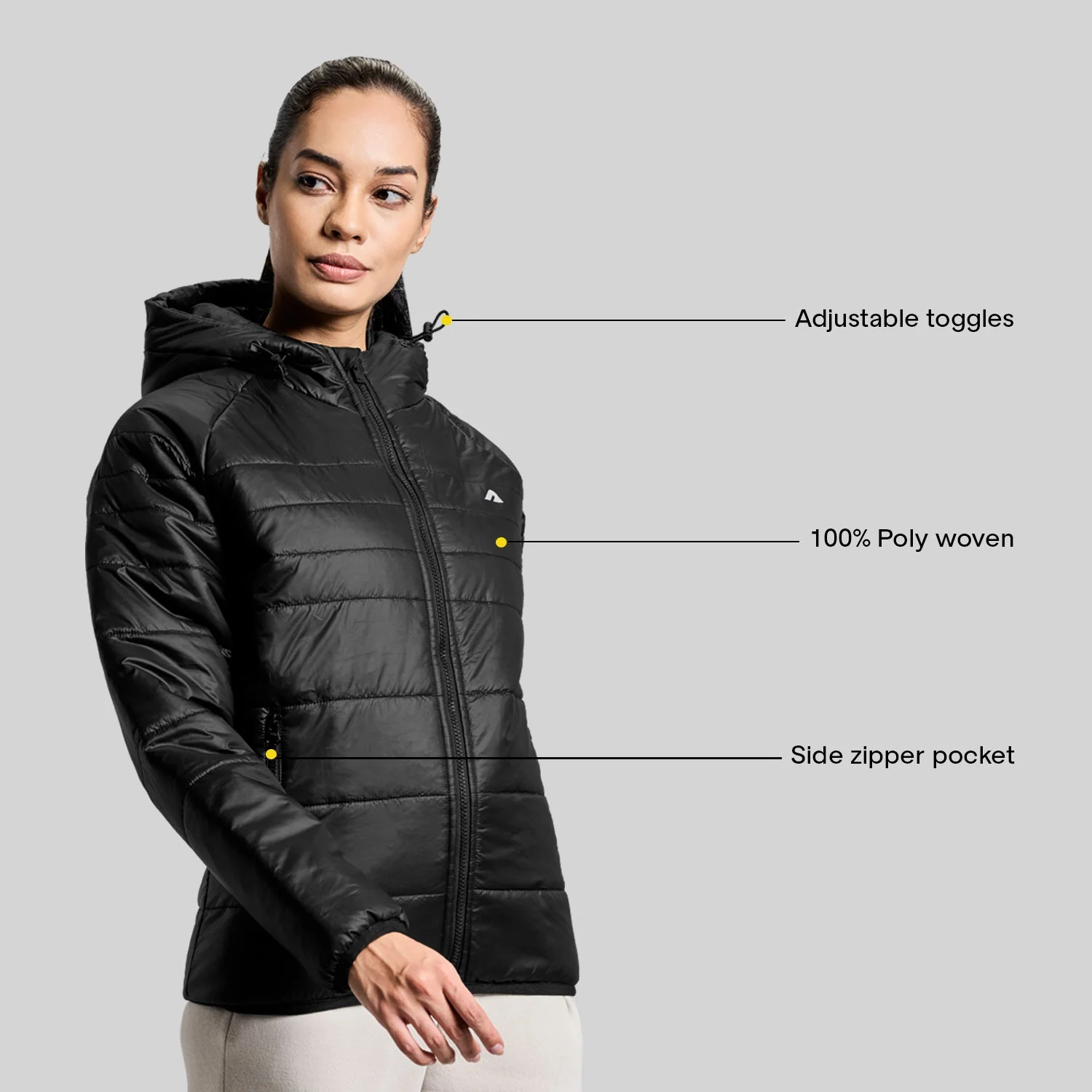 Polar Womens Puffer Jacket - Black - Image 2