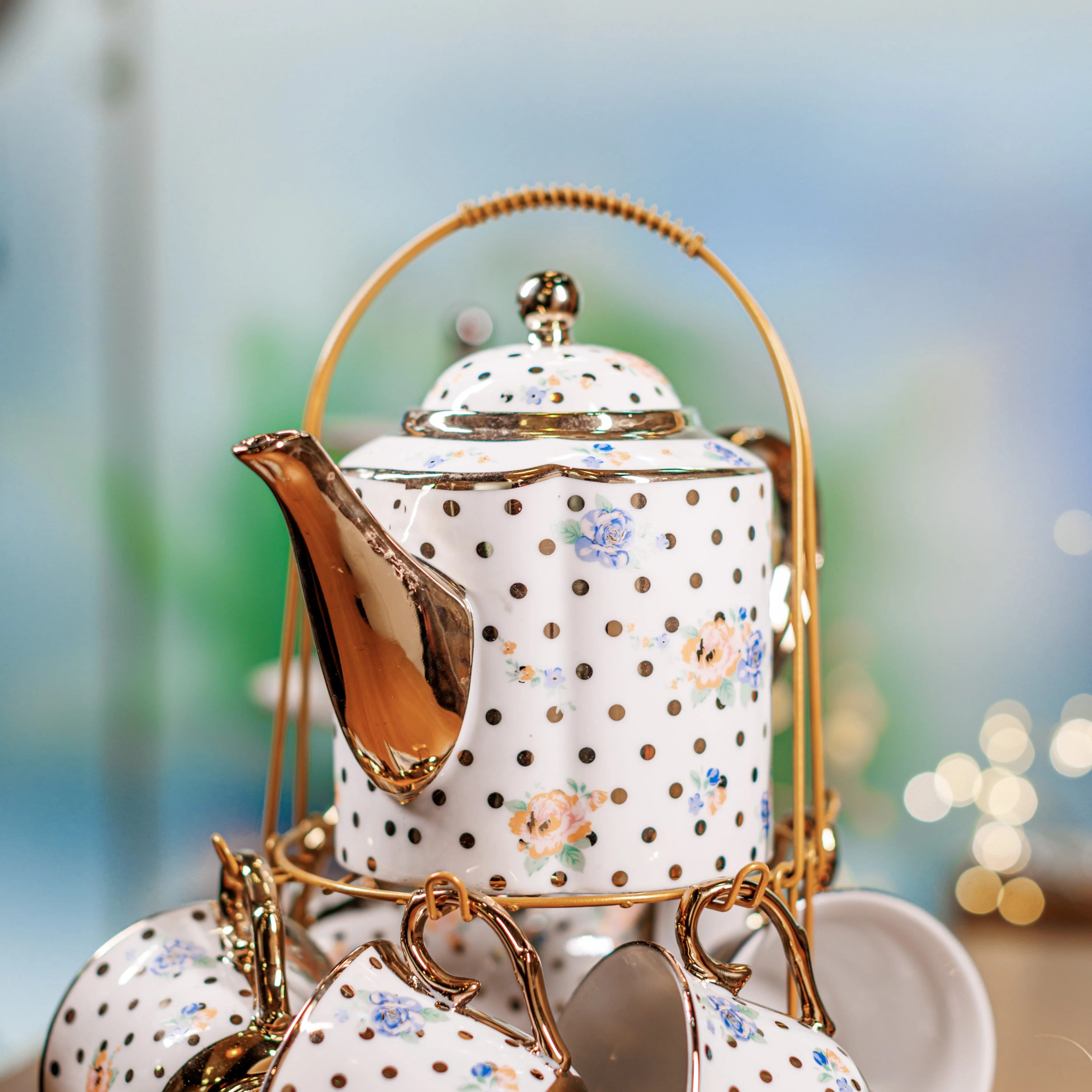 Polka dot 14 pc Tea Cup set - Image 4