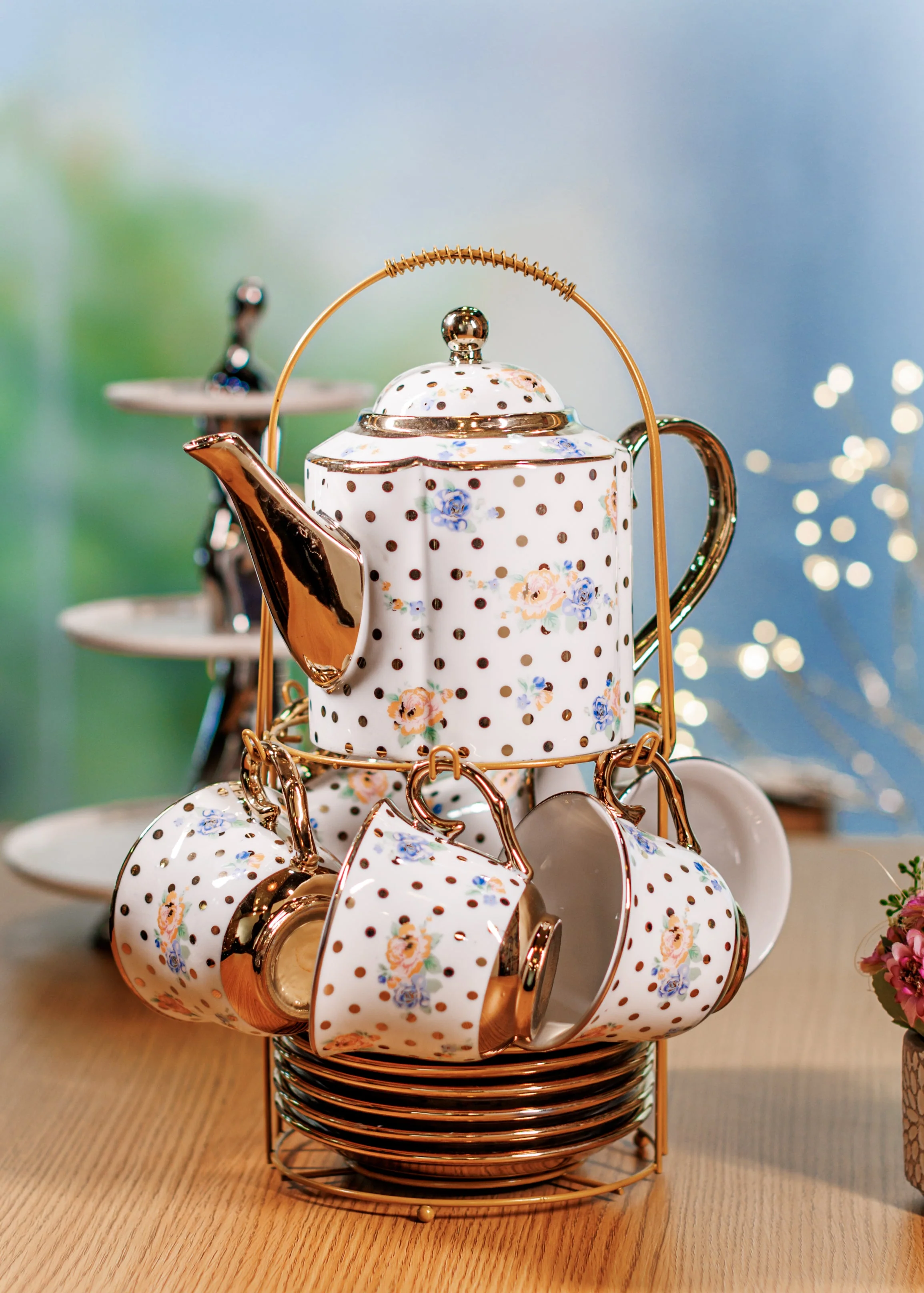Polka dot 14 pc Tea Cup set - Image 5