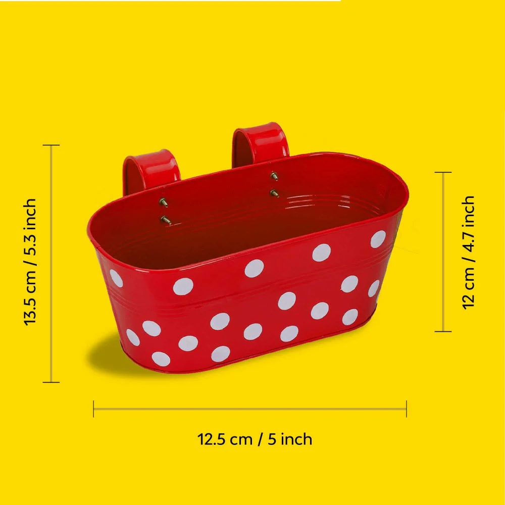 Polka Double Hook Metal Balcony Planter Set - Image 14