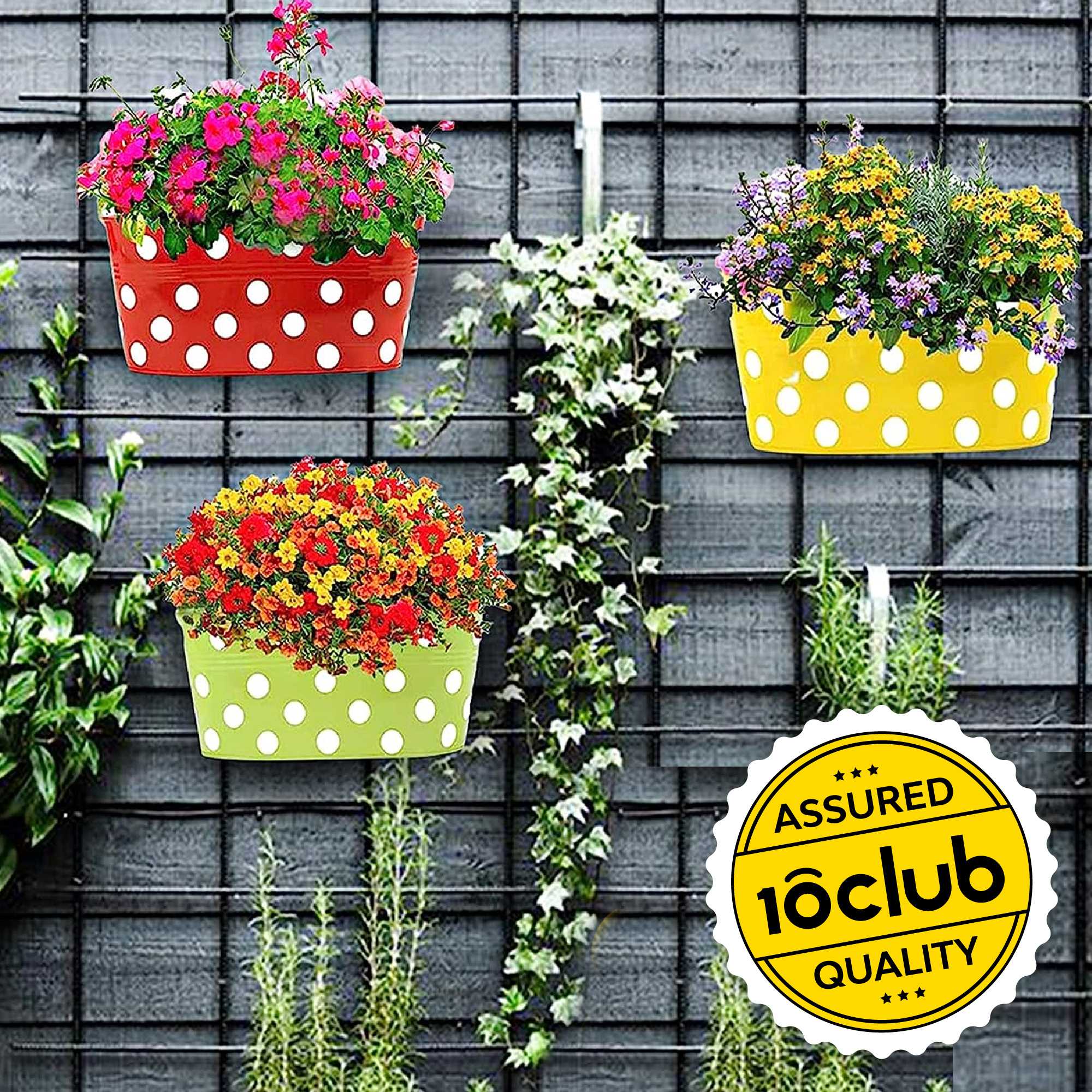 Polka Double Hook Metal Balcony Planter Set - Image 2
