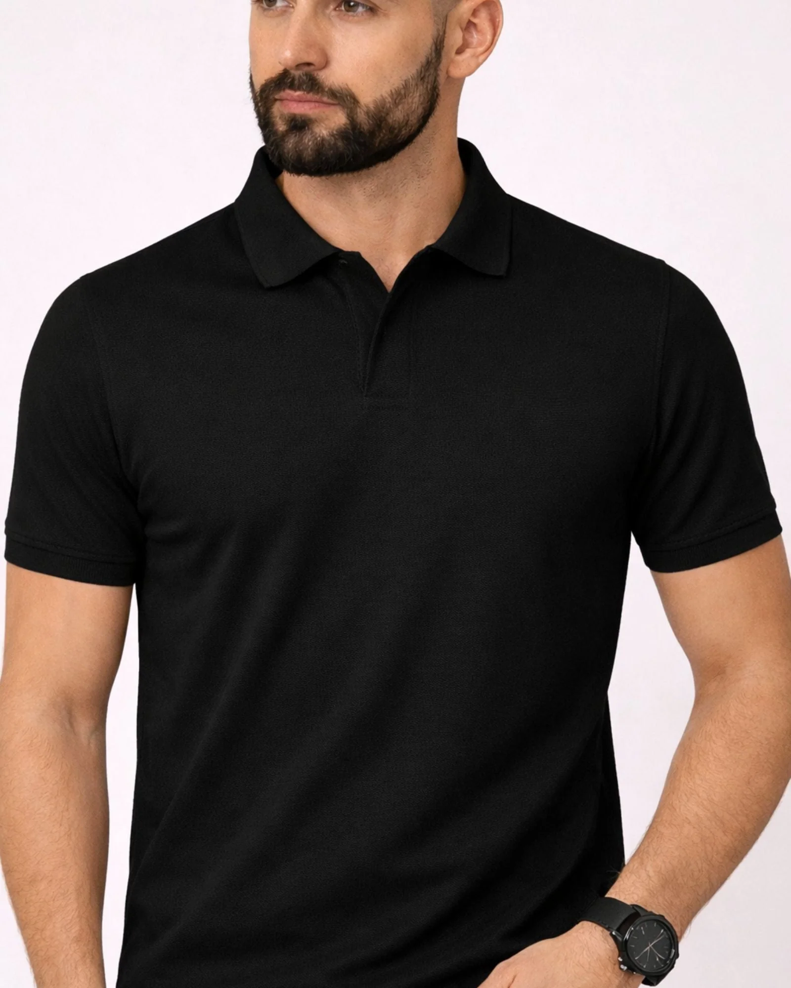 Polo Collar Neck Tshirt - Black