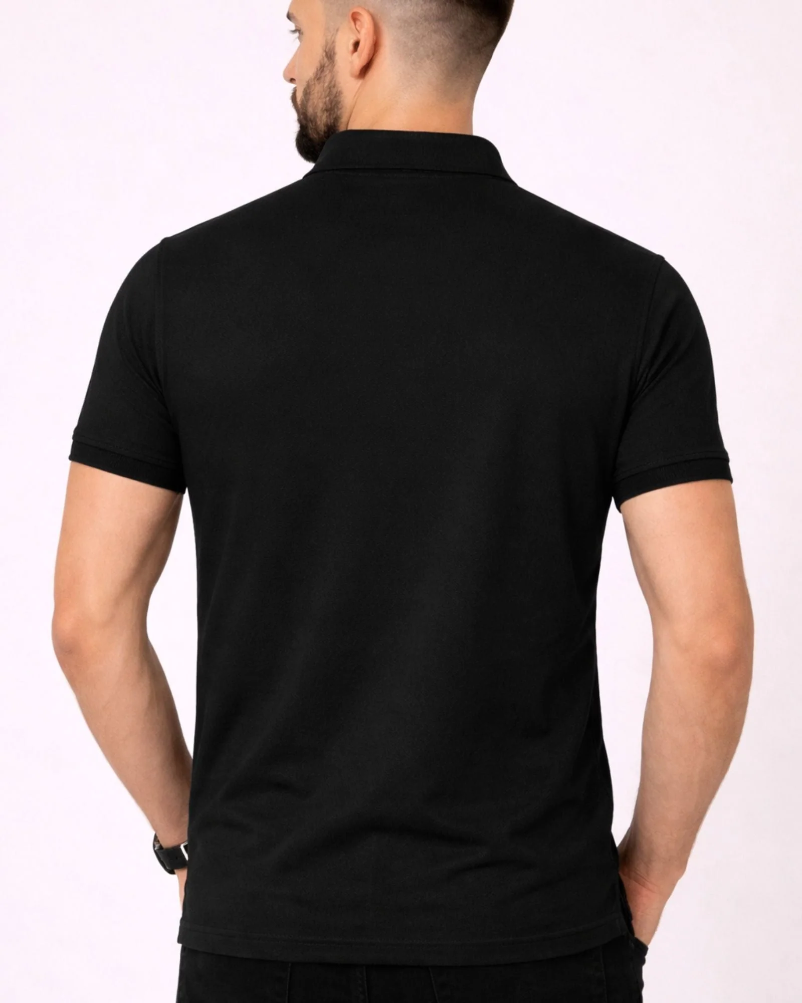 Polo Collar Neck Tshirt - Black - Image 2