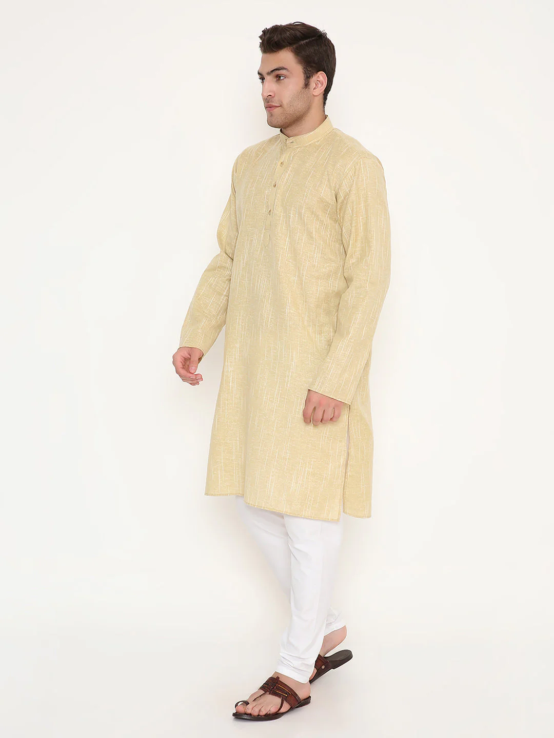 Poly Viscose Regular Fit Kurta in Ocher - Image 3
