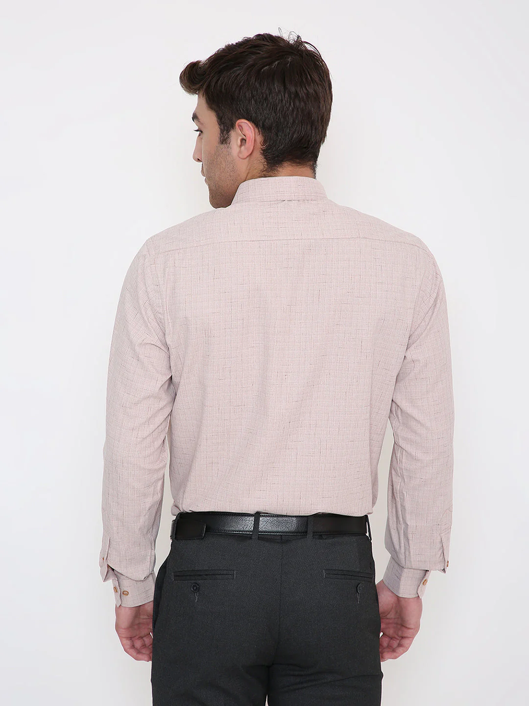 Poly Viscose Self Design Slim Fit Shirt in Onion Pink - Image 2