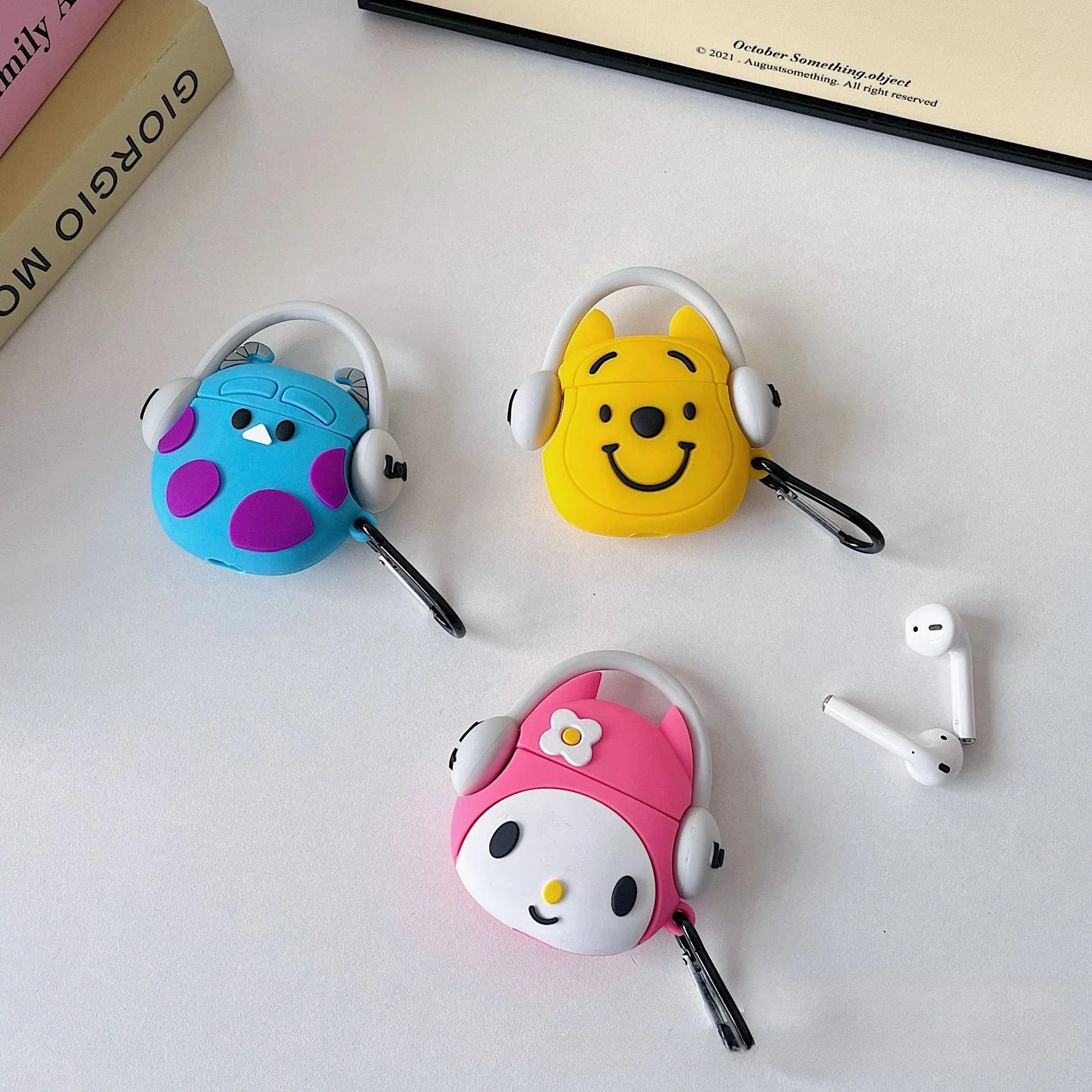 Pooh With Headphone  Cover  for Apple AirPods  -  Premium Silicone Case Cover - Image 3