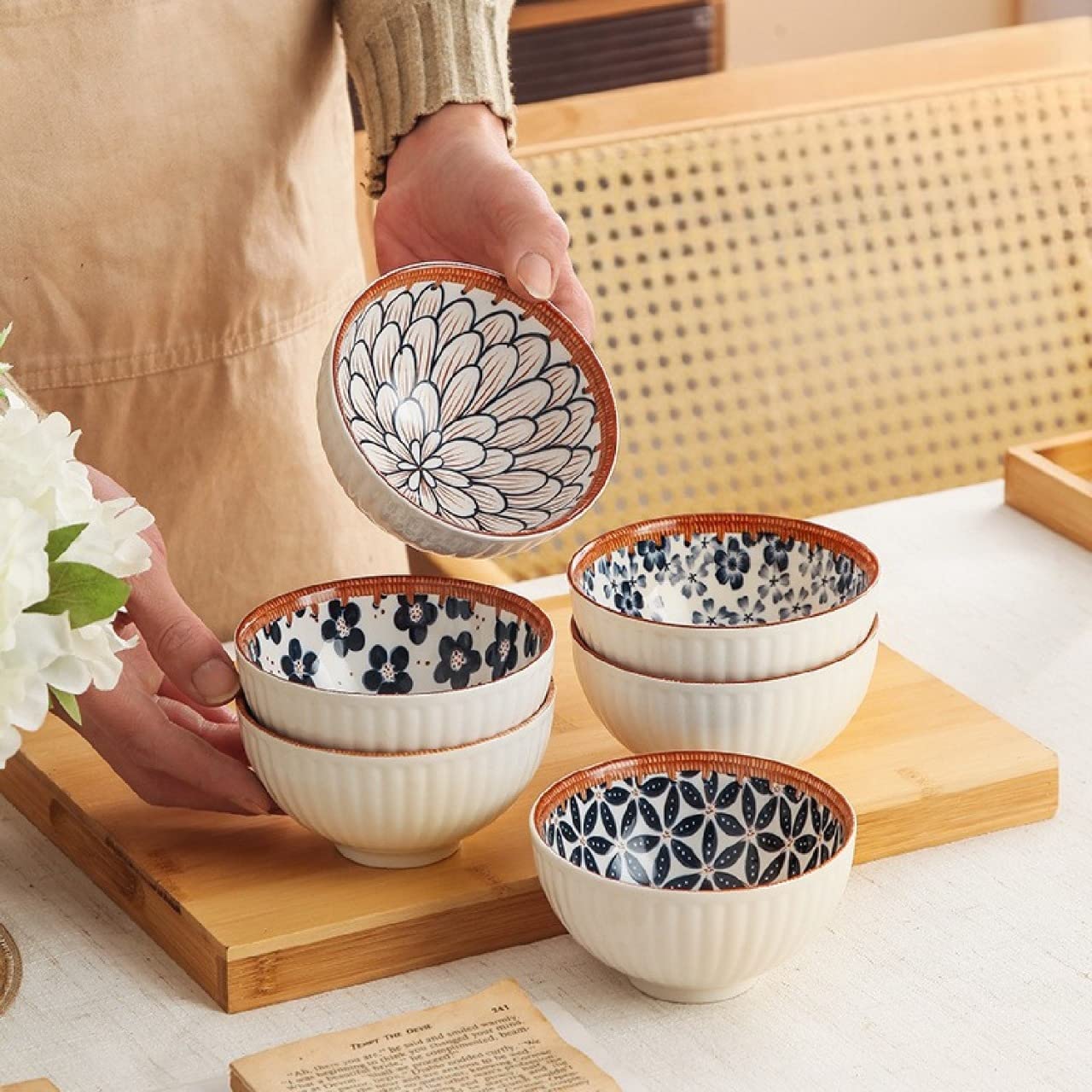 Porcelain Bowls Set, 300 ML Serving Bowls Oven Safe for Dining (6 -Piece) - Image 8
