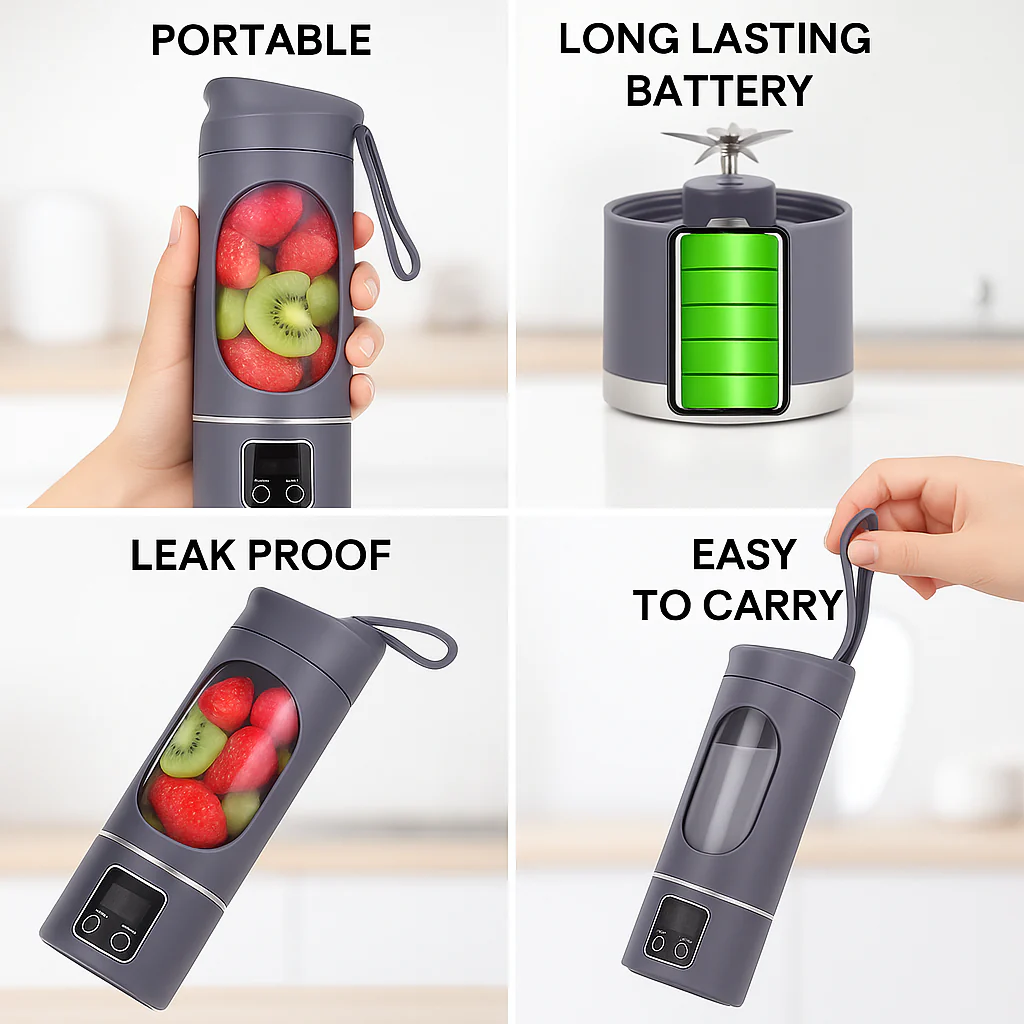 Portable USB Juicer Blender – 450ml, 1500mAh Rechargeable Battery, 18000 RPM, BPA-Free, 3 Programs, Stainless Steel Blades – Smoothies, Juices, Protein Shakes - Image 6