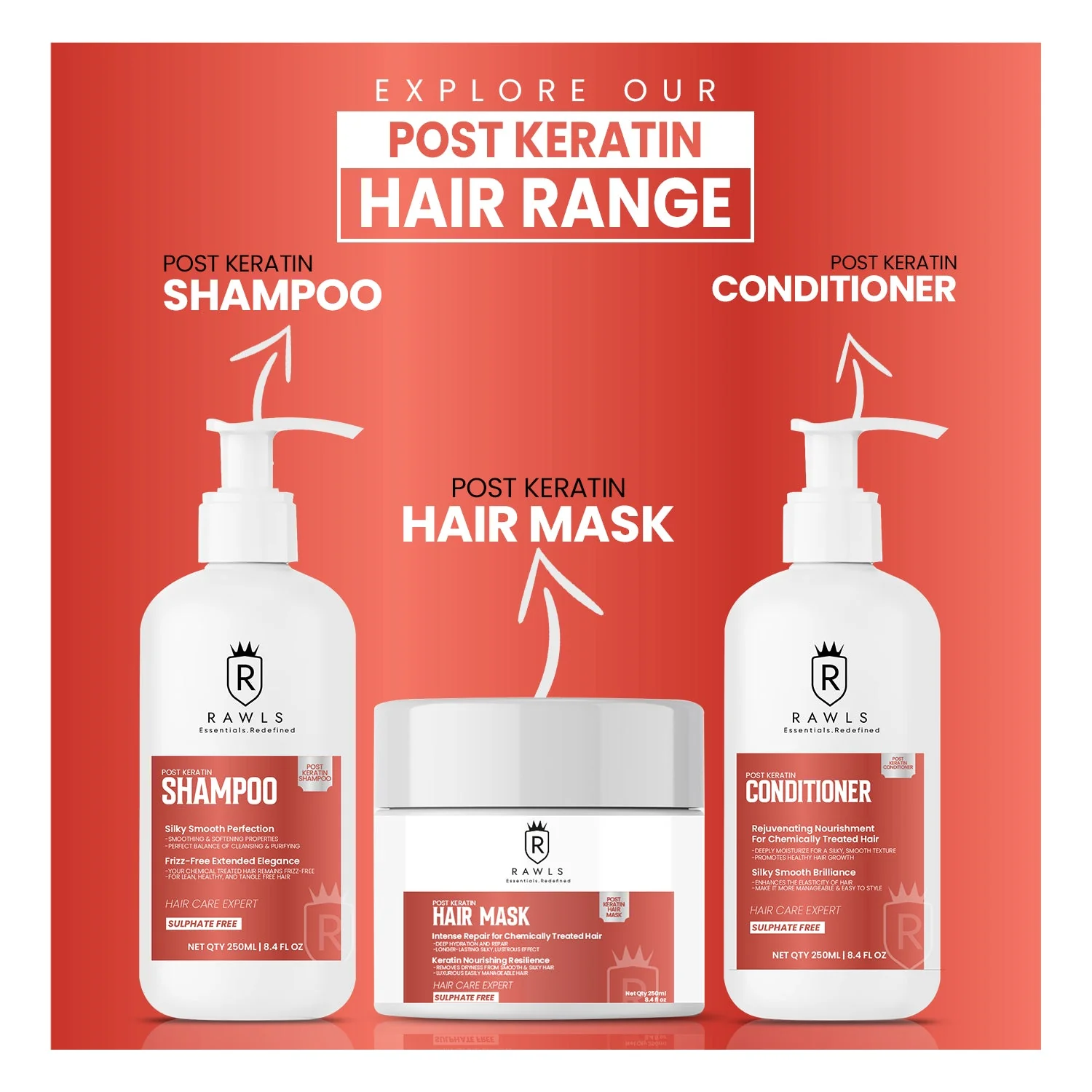 Post Keratin Hair Shampoo for Frizzy Hair - 250 ml - Image 3