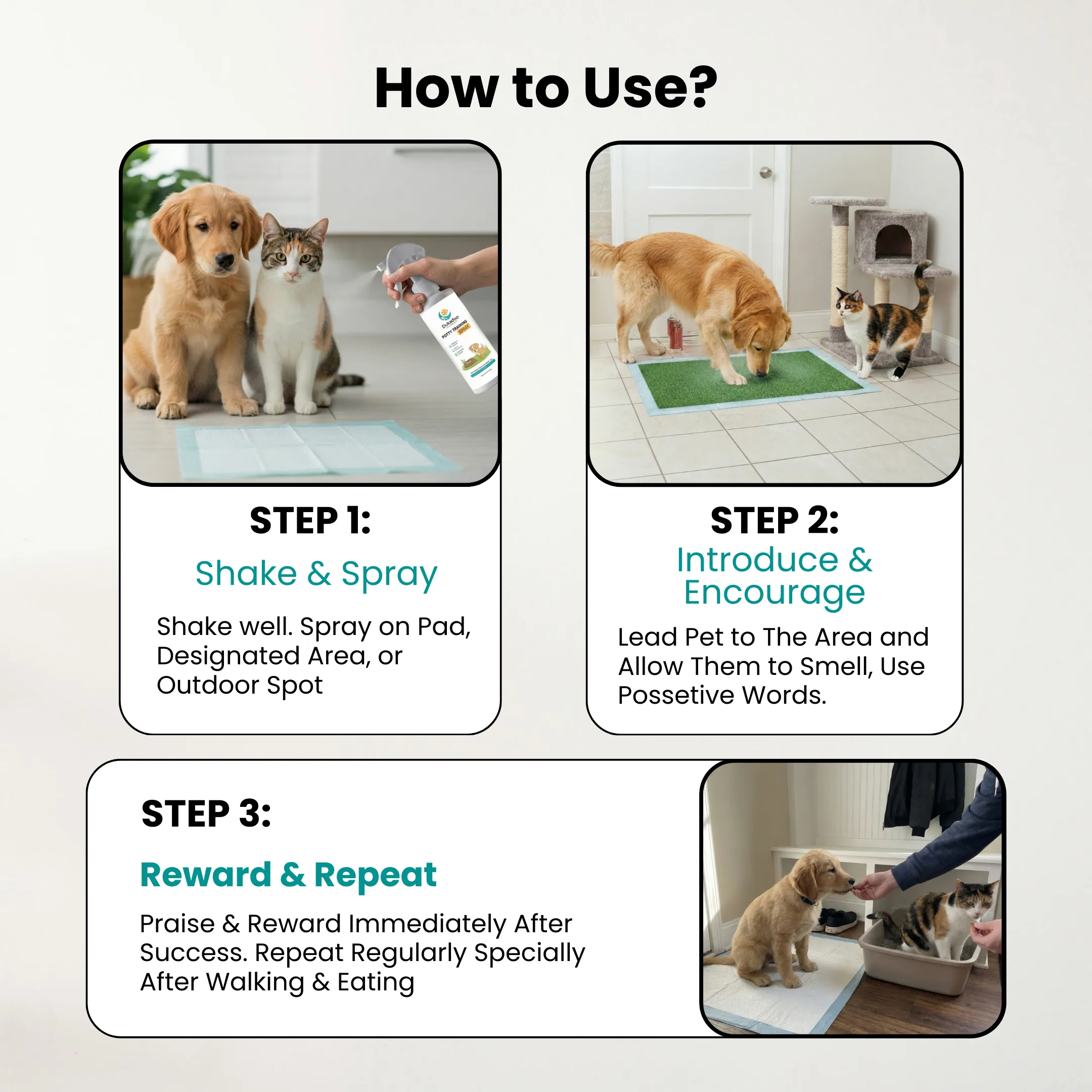Potty Training Spray for Dogs & Cats | 200ml | Behaviour Guidance Formula | Eliminates Random Soiling & Marking | Training Aid for Puppies & Kittens | Indoor & Outdoor Use - Image 4