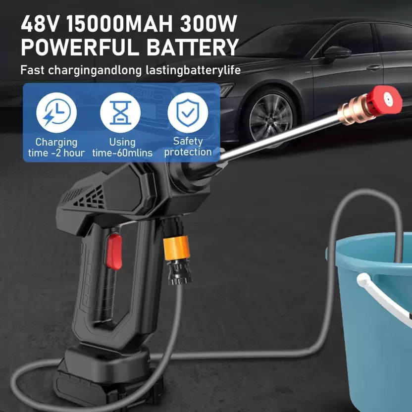 PowerJet: Cordless 48V High-Pressure Car Washer with 12,000mAh Dual Battery, Adjustable Nozzle & 5M Hose for Bike & Car Cleaning - Image 9