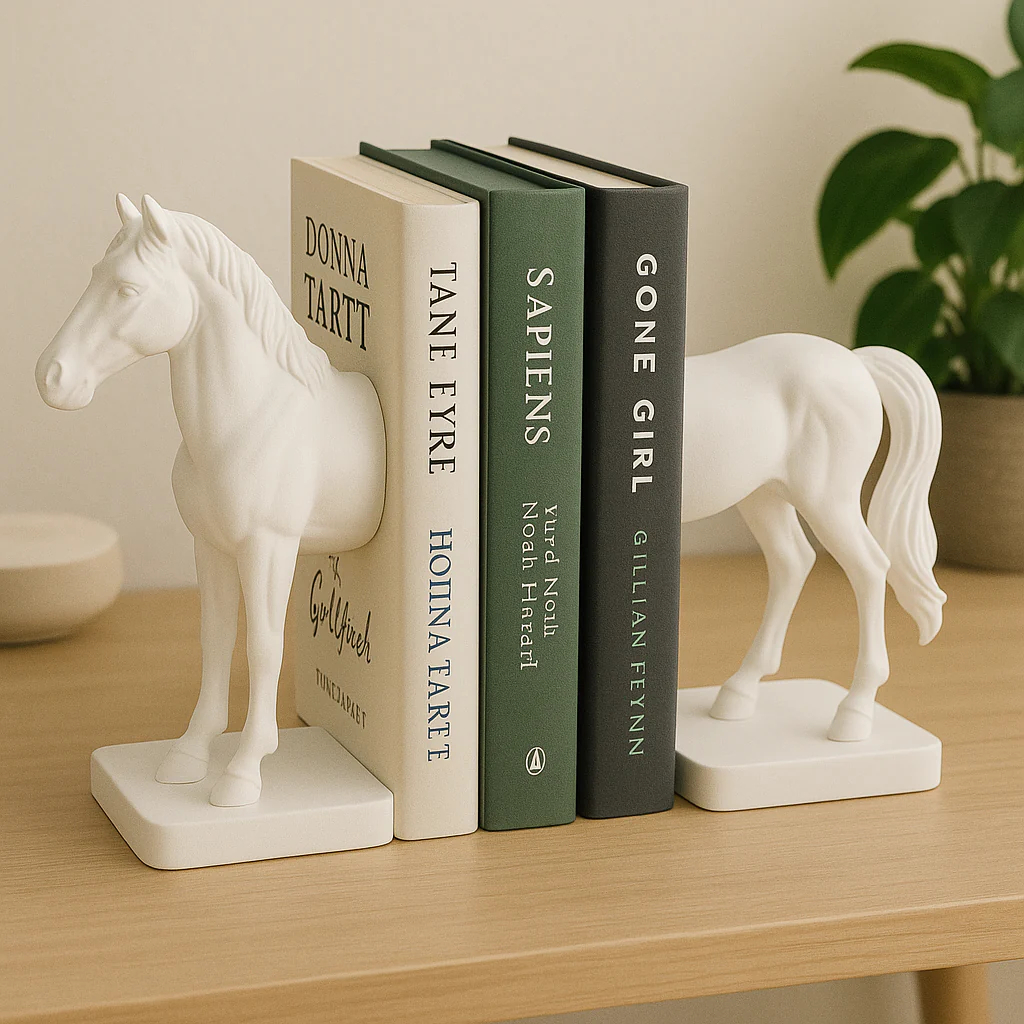 Premium Black Horse Bookends – Half Horse Design, Heavy-Duty Decorative Book Holder for Shelves, Desks & Tables – Modern Home & Office Décor - Image 2