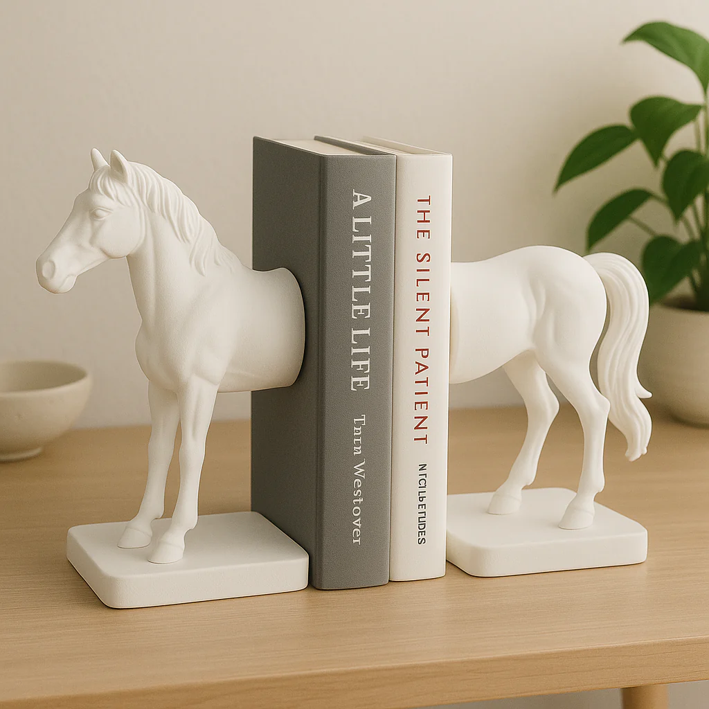 Premium Black Horse Bookends – Half Horse Design, Heavy-Duty Decorative Book Holder for Shelves, Desks & Tables – Modern Home & Office Décor - Image 3