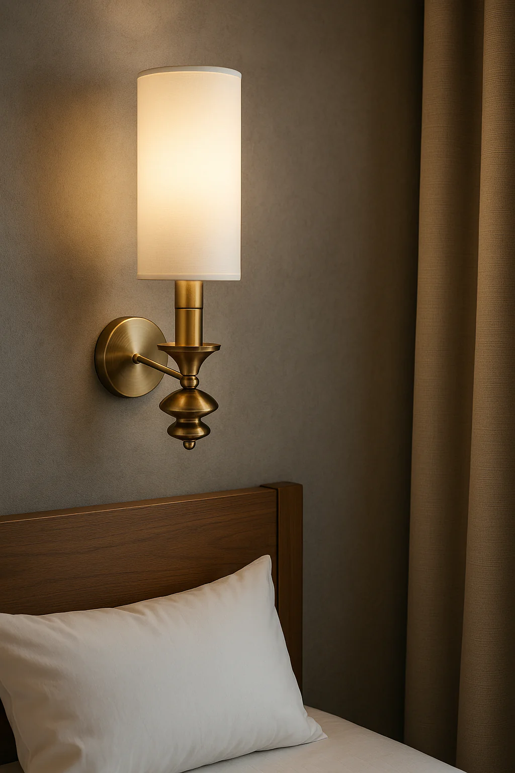 Premium Brass Wall Light with White Fabric Shade - Image 8