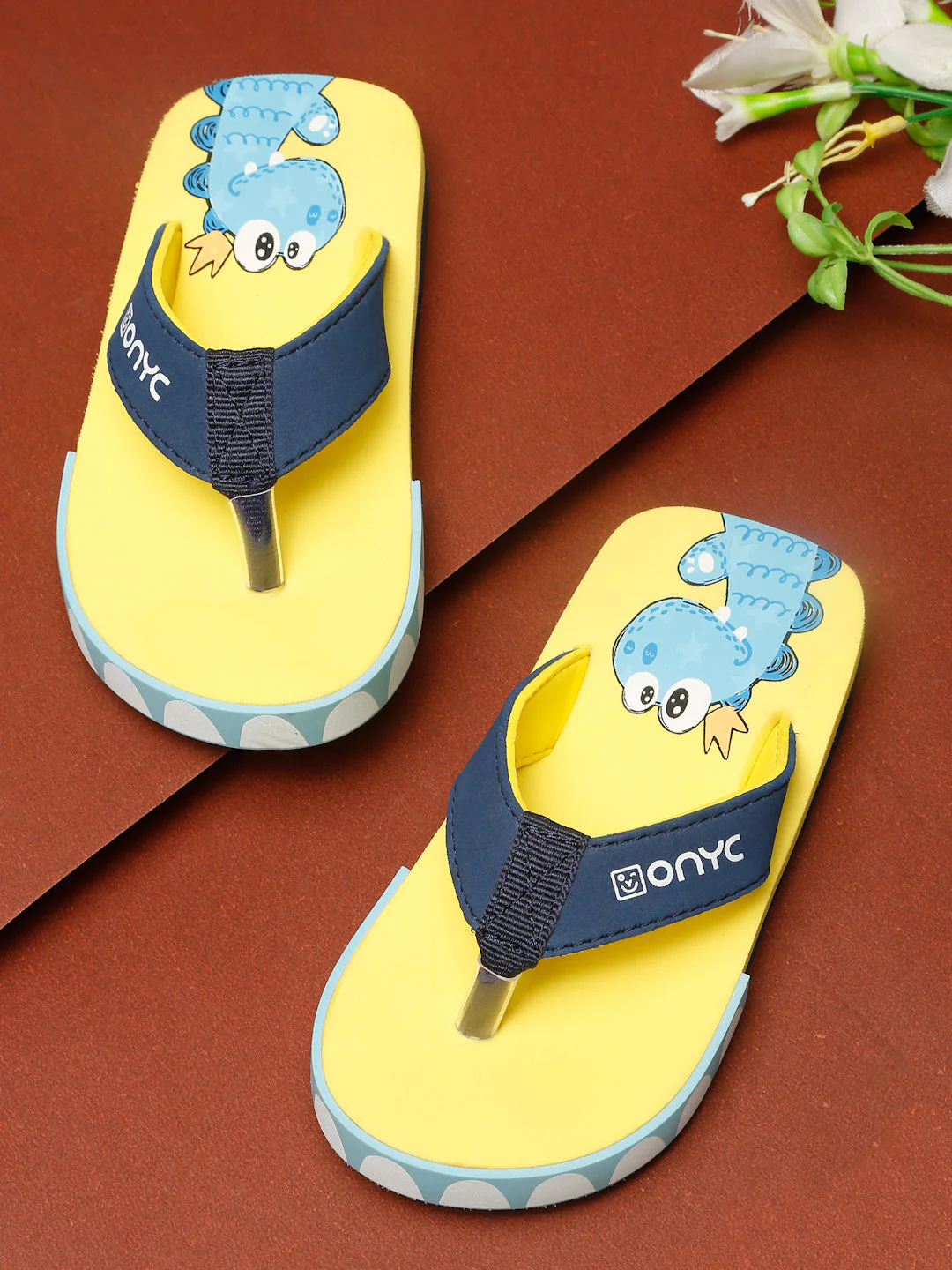 Premium Dino V-Shape Flipflops - Yellow (Unisex) - Image 187