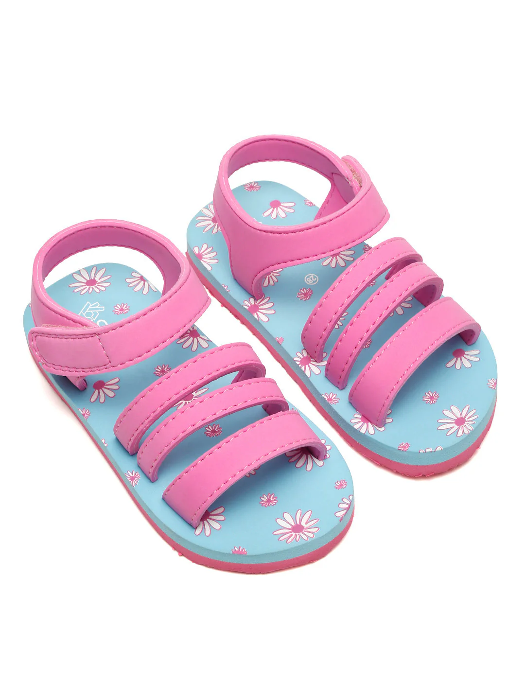 Premium Floral Sandals - Sky Blue & Pink (Girls) - Image 2
