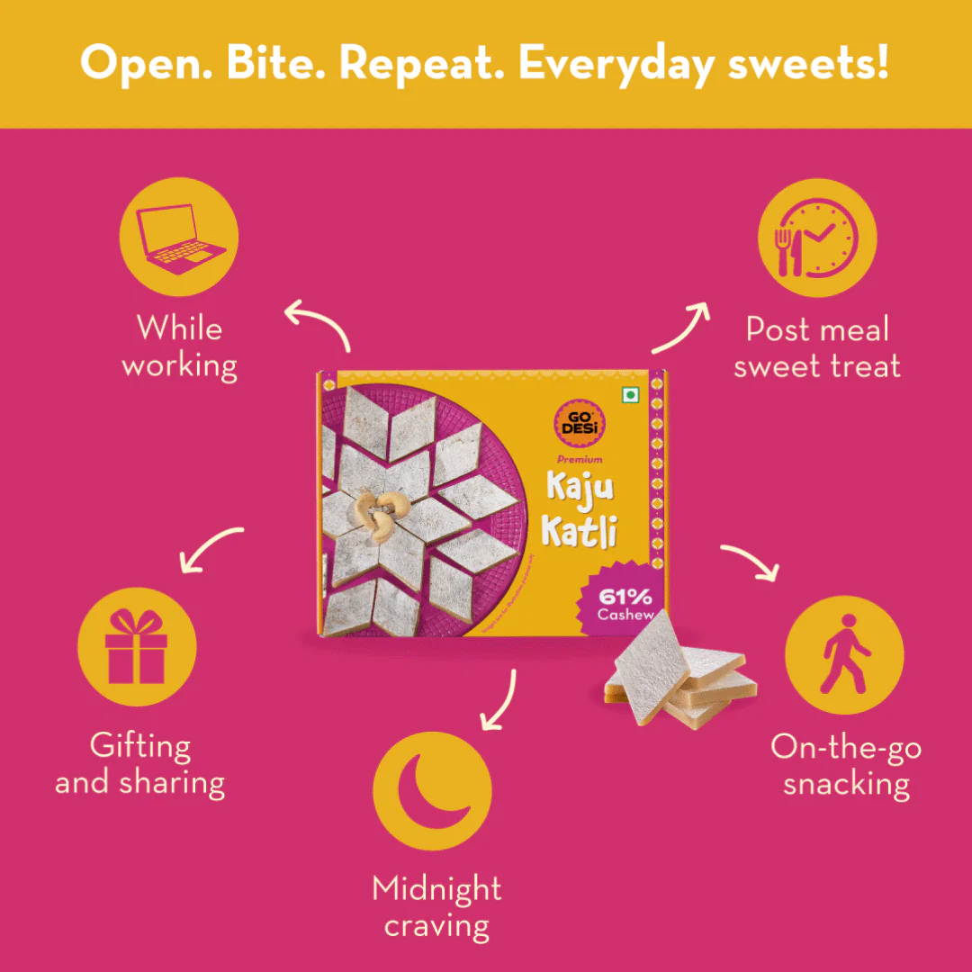 Premium Kaju Katli | 61% Cashews- Desi Meetha | Classic Sweets | Rich Indian Mithai - 180g - Image 3