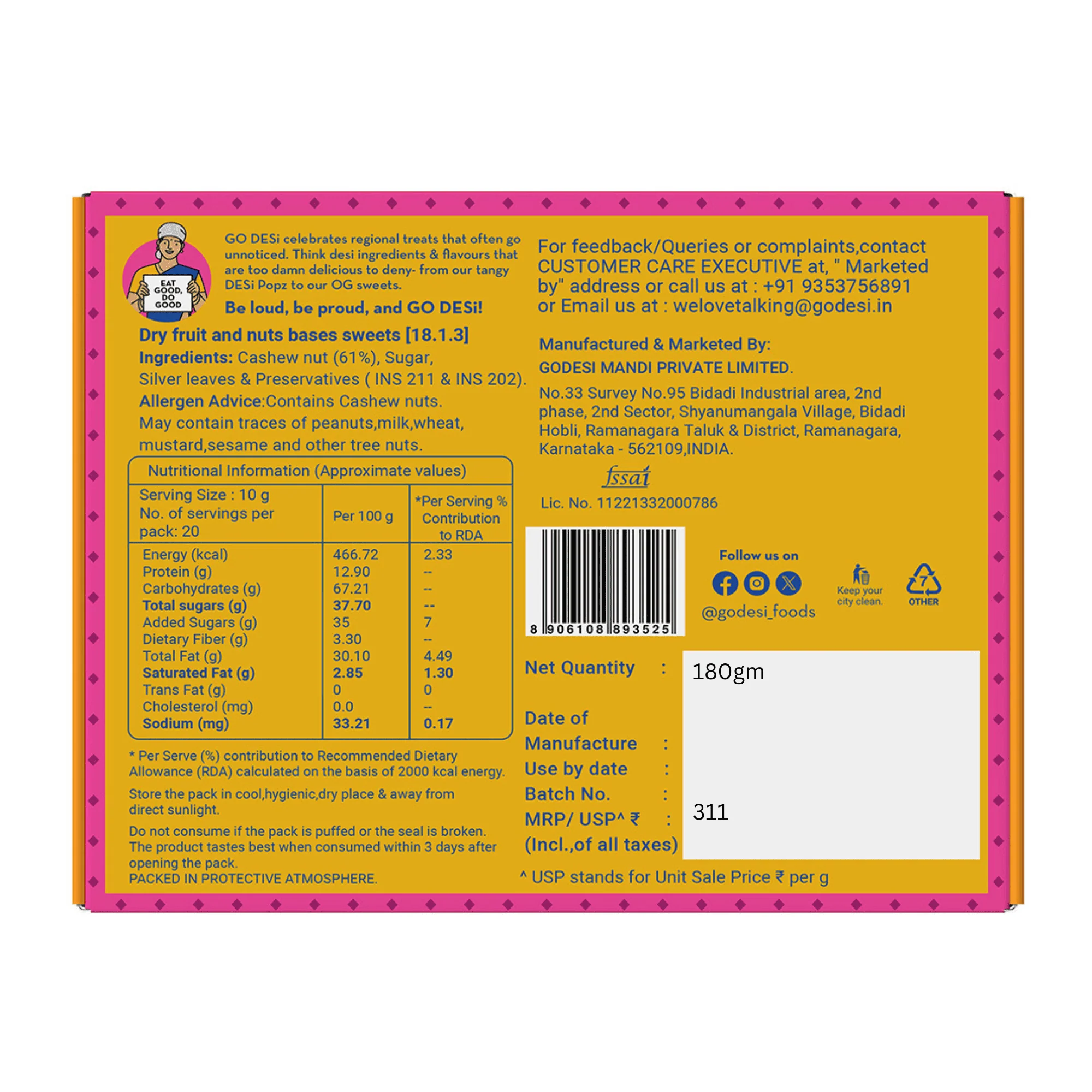 Premium Kaju Katli | 61% Cashews- Desi Meetha | Classic Sweets | Rich Indian Mithai - 180g - Image 6