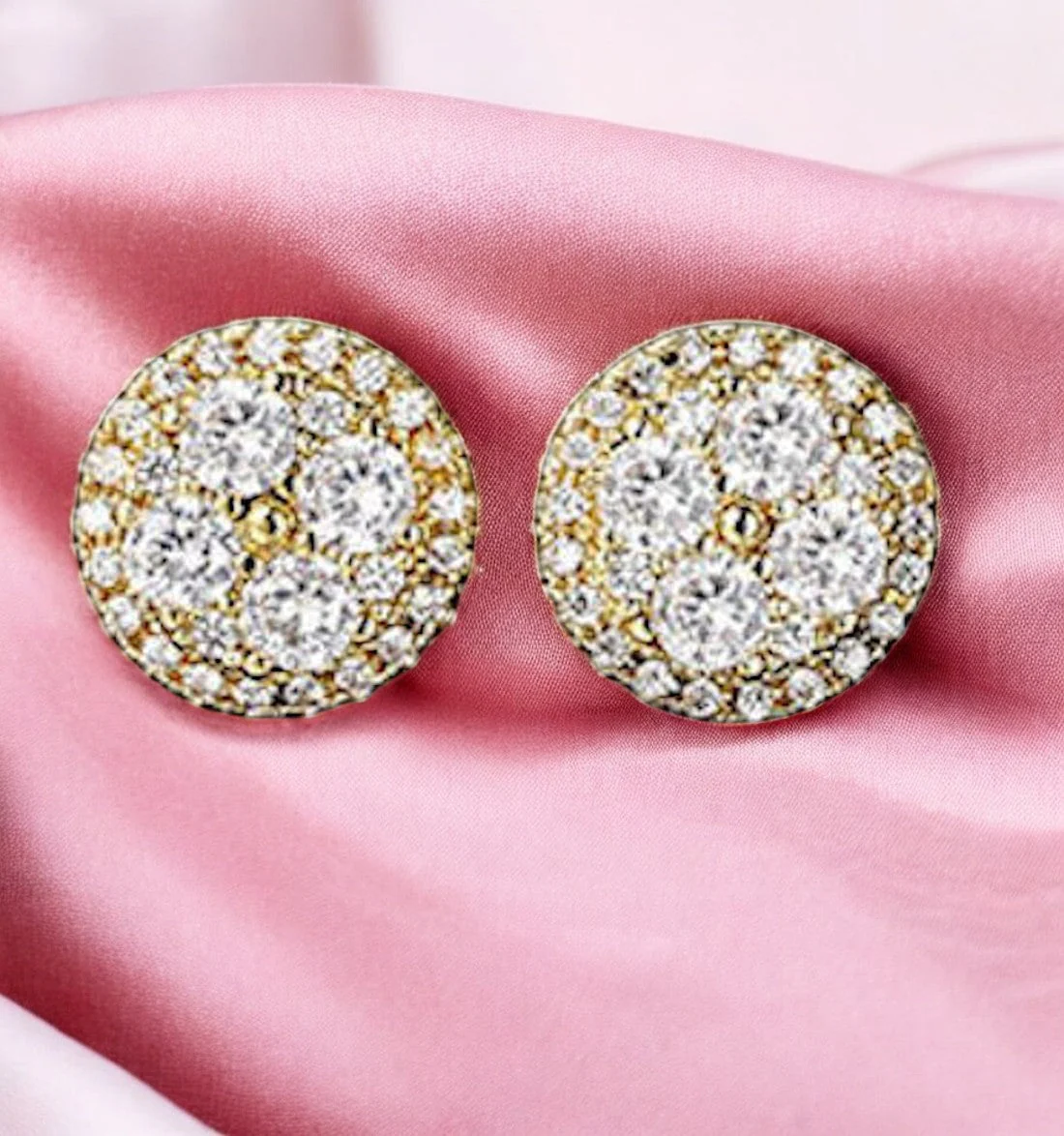 Premium Quality Gold Plated Round Micro Zircon Stone Stud Earring For Woman And Girls - Image 5