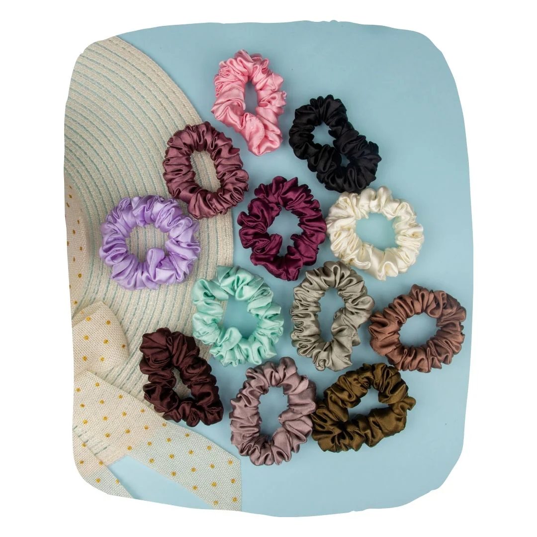 Premium Silk Satin Scrunchies Pack of 12 for Hair Protection - Image 10
